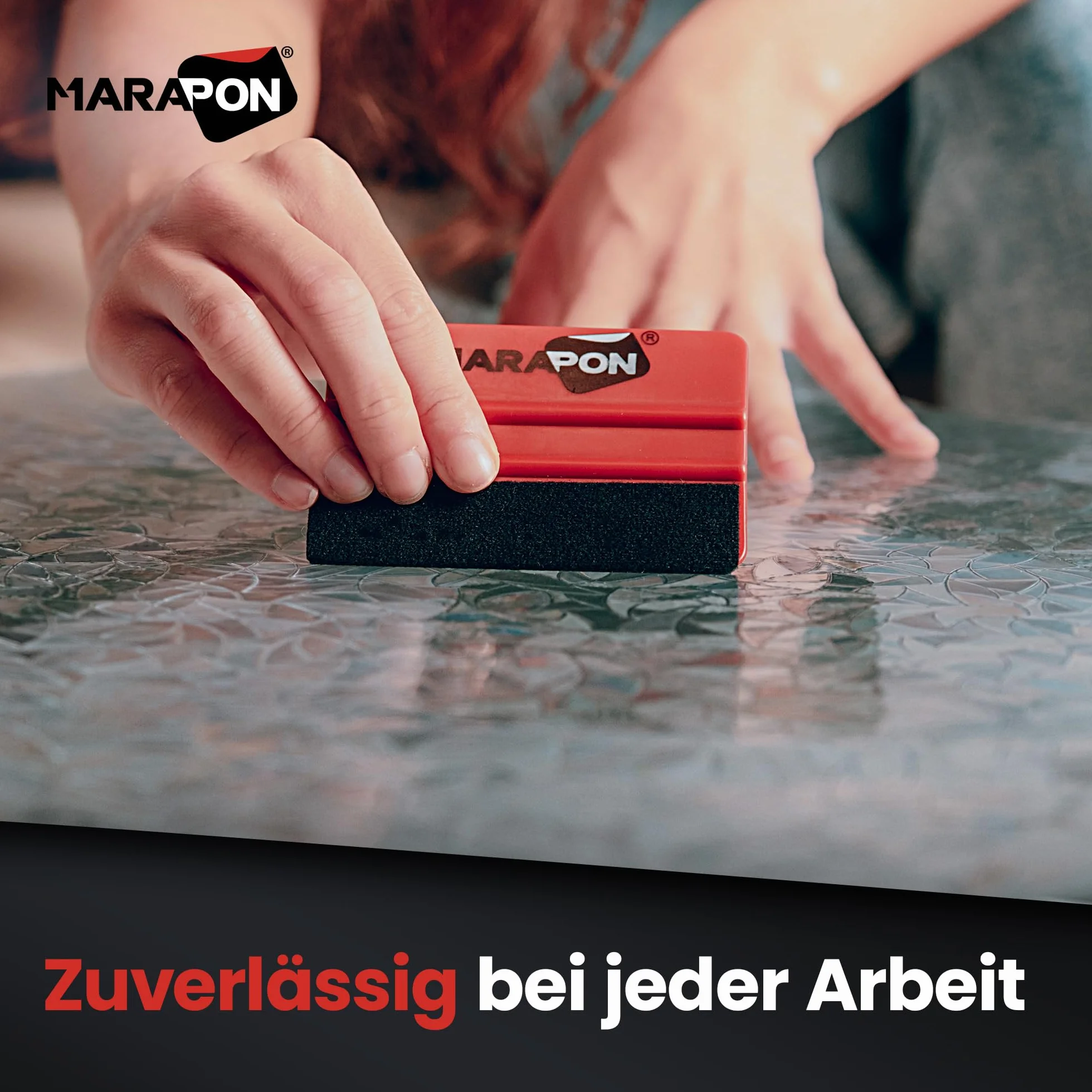 MARAPON® Rakla do folii [10 x 7,3 cm] z powłoką filcową – do folii okiennych i folii samochodowych – wysokiej jakości rakiel nadaje się również do folii węglowej i folii Alcantara