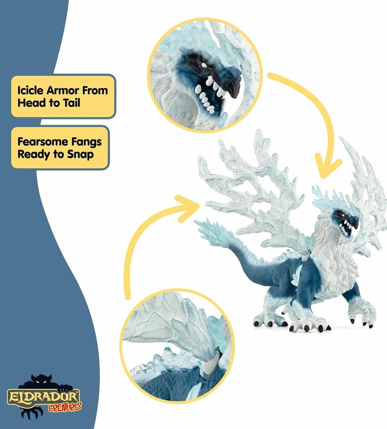 schleich ELDRADOR Creatures | Smok lodowy 70790 | figurka potwora z ruchomymi skrzydłami i przezroczystymi elementami | prezent dla dziewczynek i chłopców | zabawka od 7 lat | 20 x 15 x 13 cm