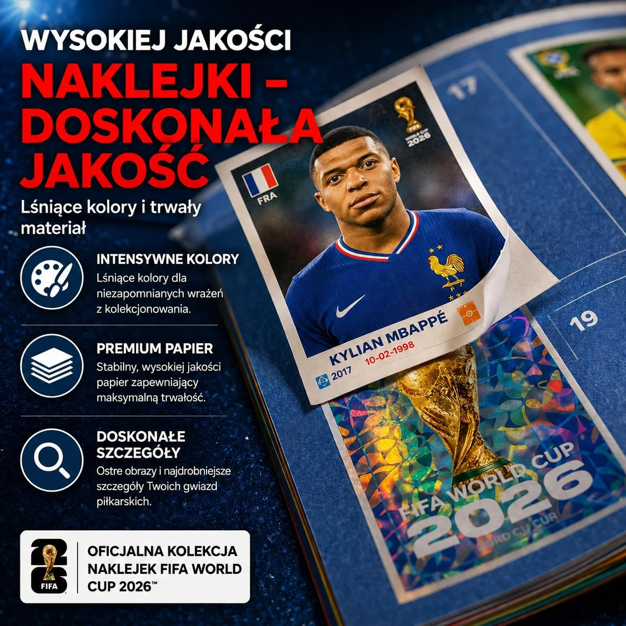 Zestaw startowy XXL Fan WM 2026 – oryginalny album z naklejkami Panini, ekstra 1 x plan meczów i 2 x opaski przeciwpotowe w Niemczech (album kolekcjonerski)
