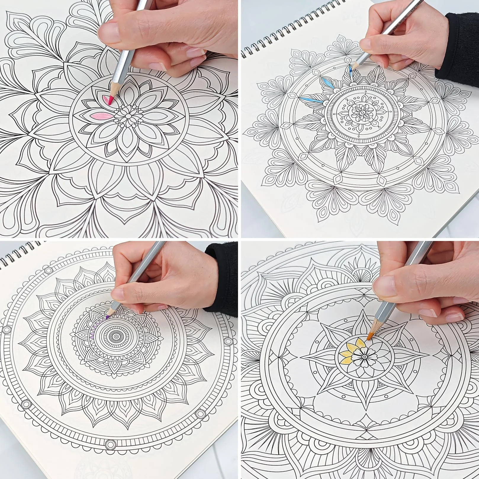 FUN LAVIE Kolorowanka dla dorosłych, 32 mandala, kolorowanki dla dorosłych, relaks i łagodzenie stresu, spiralna książka dla kobiet, wzory uważności w stylu mandali (II)