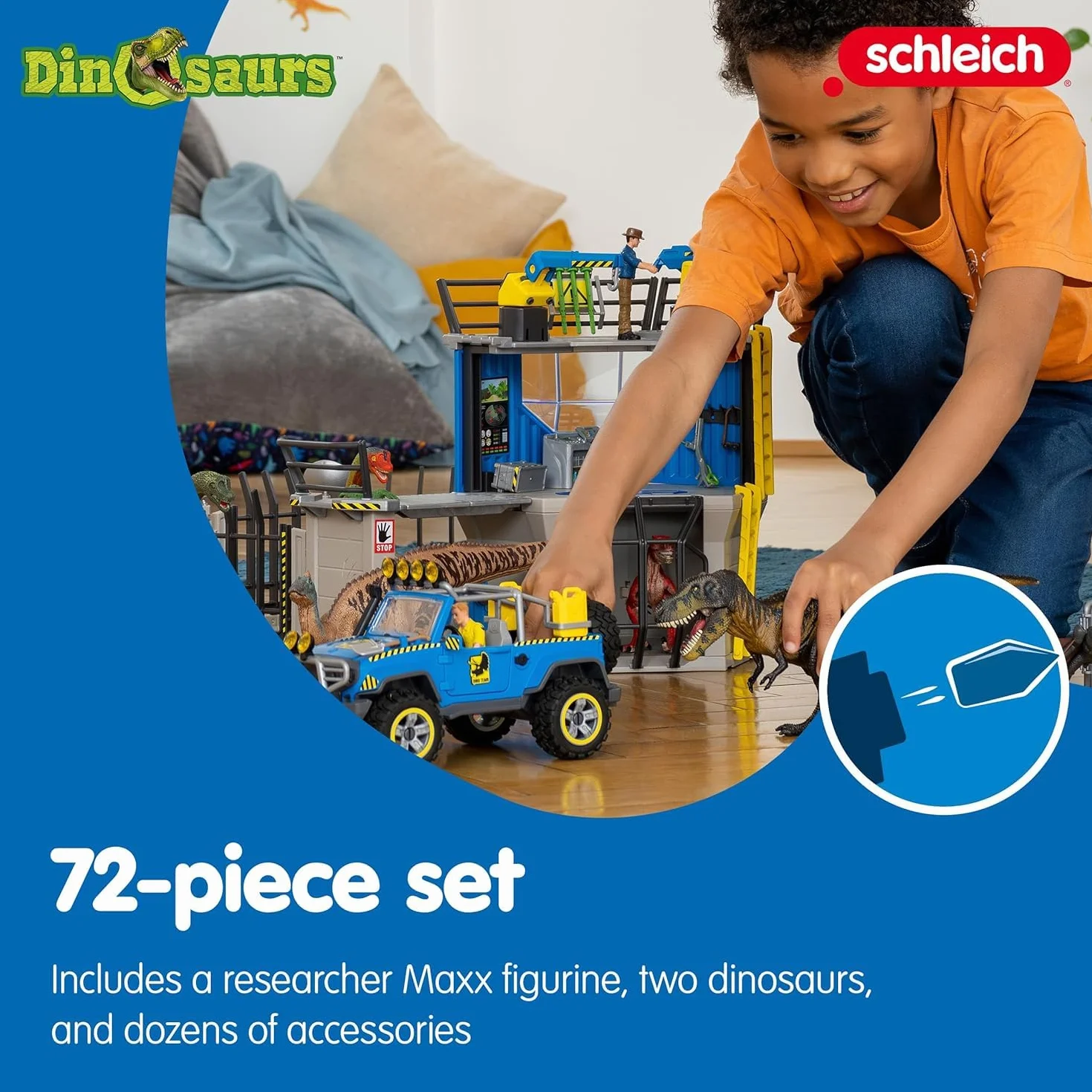schleich DINOSAURS | Duża Stacja Badawcza Dinozaurów 41462 | zestaw z figurkami, wieloma funkcjami i licznymi akcesoriami | zestaw do zabawy od 5 lat | 72 elementów