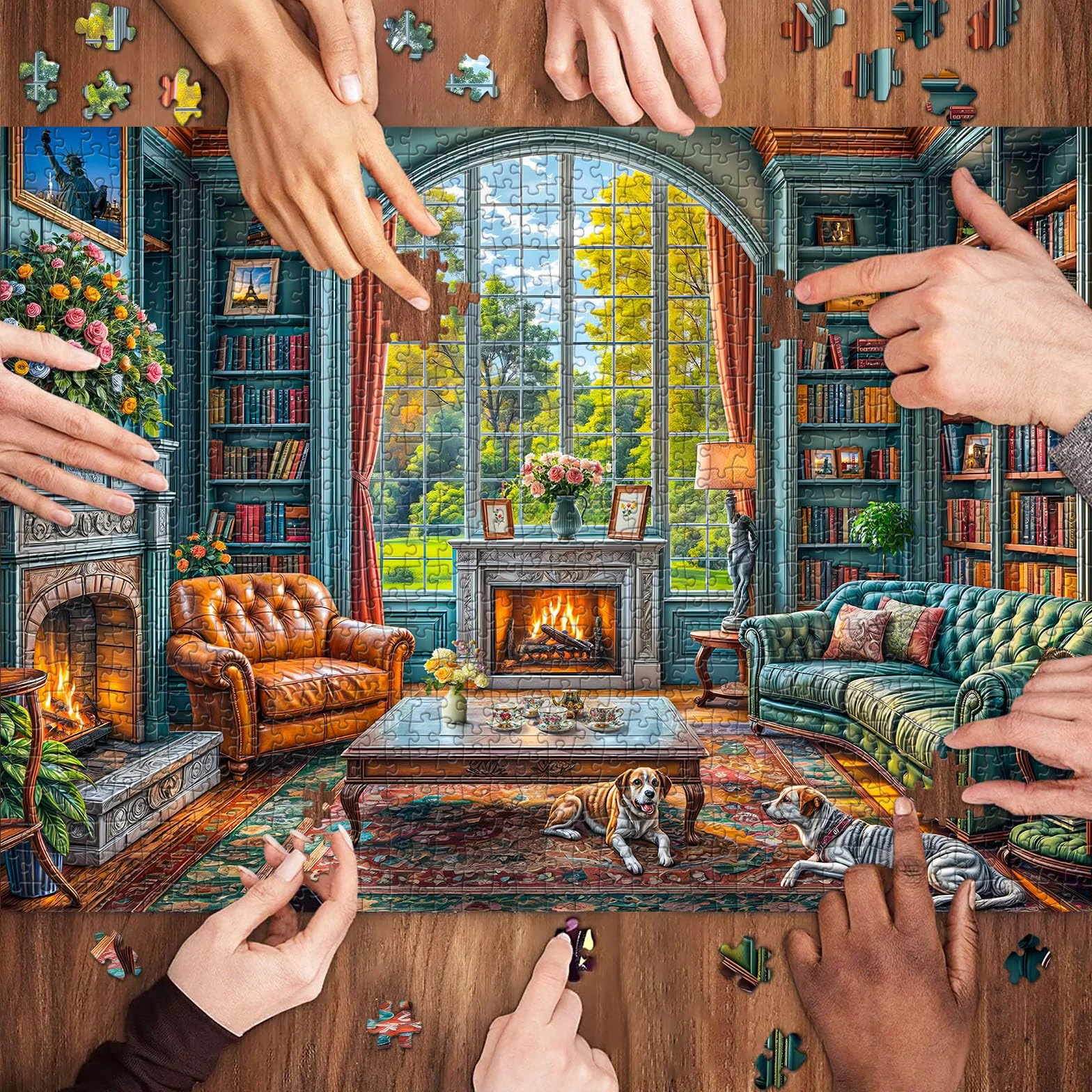 Puzzle 1000 elementów dla dorosłych i dzieci, Niemożliwa Gra, Układanka jako Prezent, Sprytne Zagadki, Kolorowa Układanka, Puzzle z Motywem Ciepłego Gabinetu