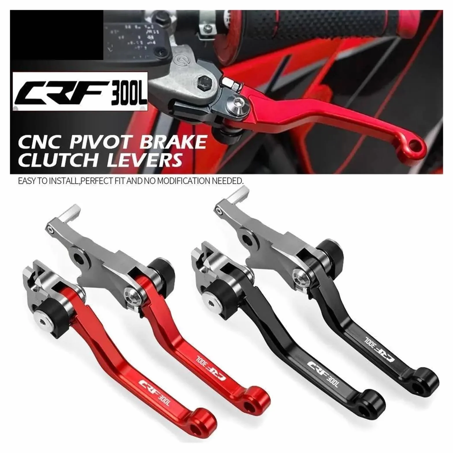 dźwignia sprzęgła hamulca motocykl Do HONDA CRF300L CRF 300L CRF300 L 2022 Motorcoss Accessories CNC Pit DirtBike Pivot Składane Dźwignie Hamulca I Sprzęgła uchwyt sprzęgła(A pair gray)