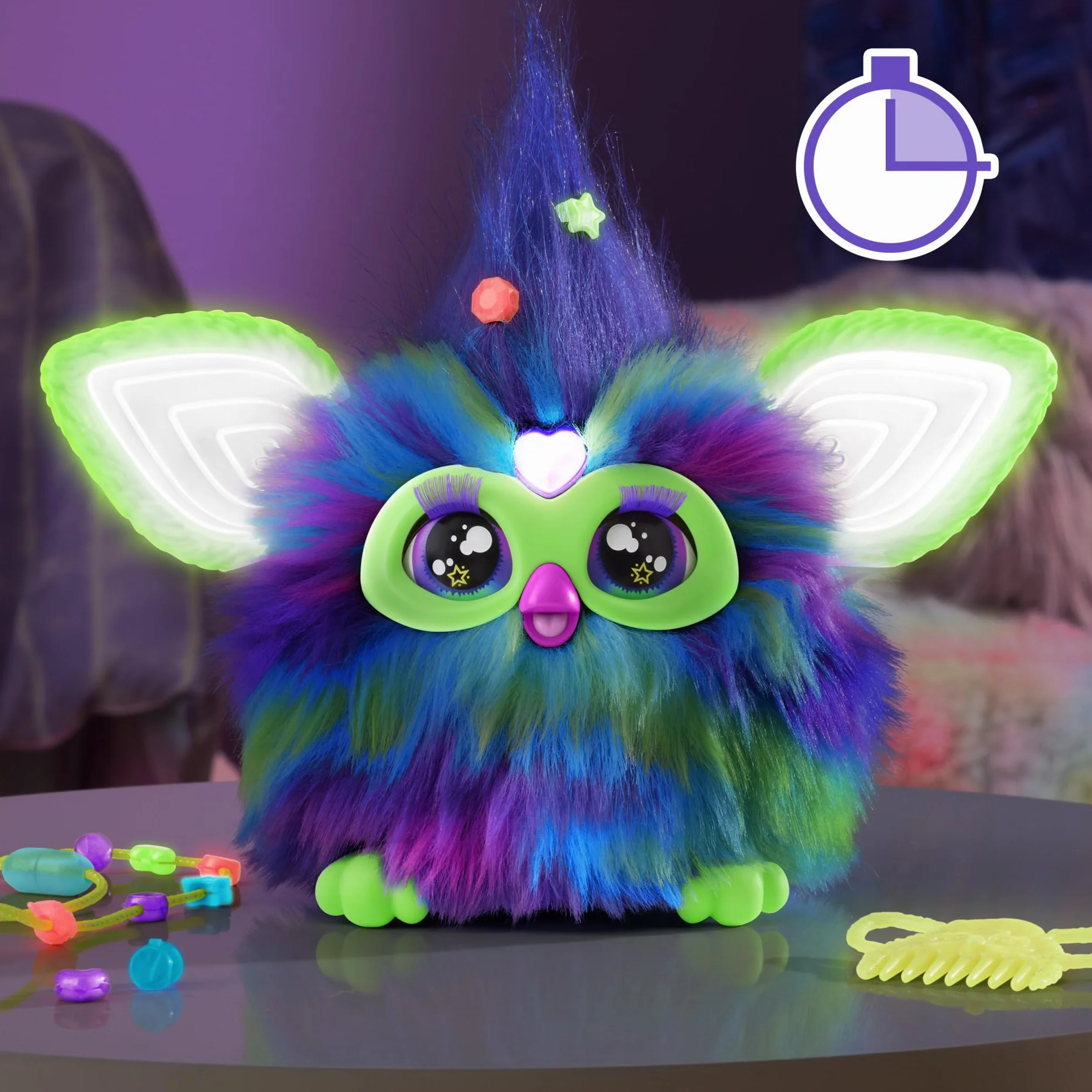 Furby Galaxy, interaktywny plusz świeci w ciemności - wersja francuska