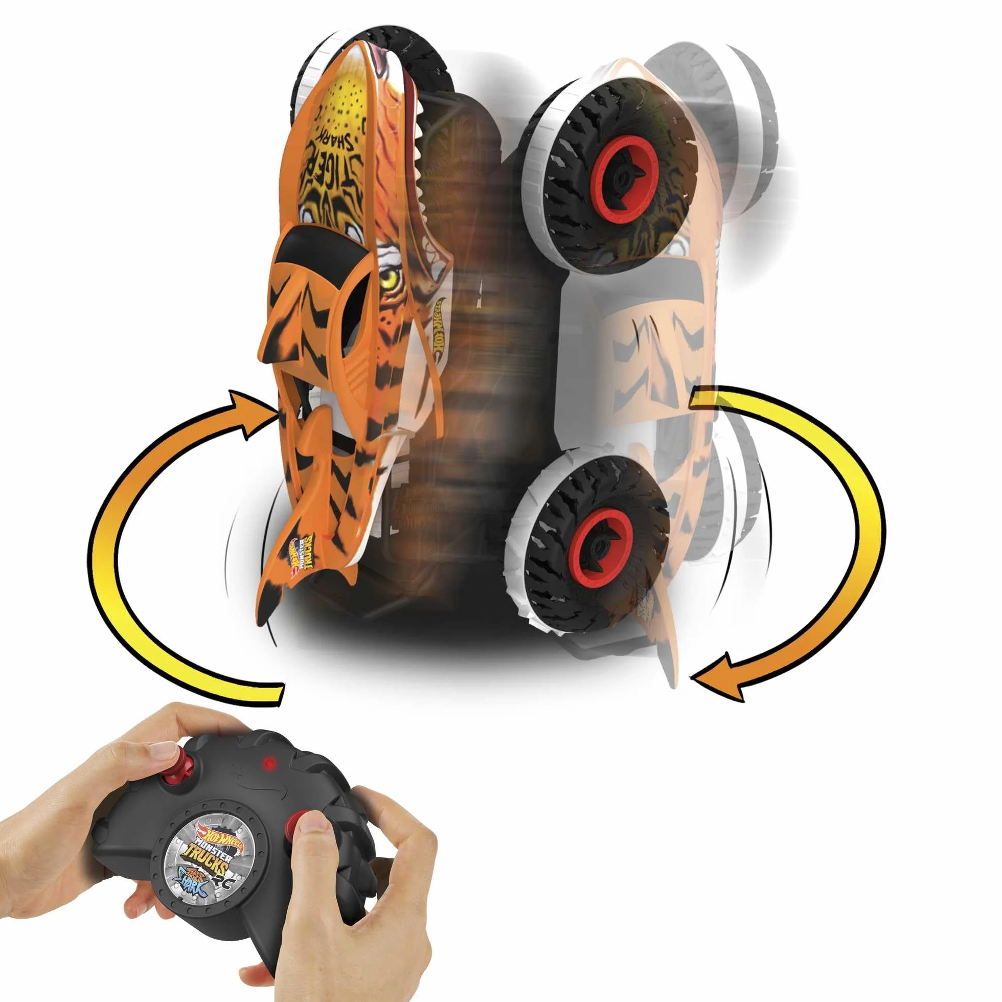 Hot Wheels Monster Trucks Niepowstrzymany Tiger Shark Pojazd terenowy, zdalnie sterowany, zabawka dla dzieci od 4 roku życia, HGV87