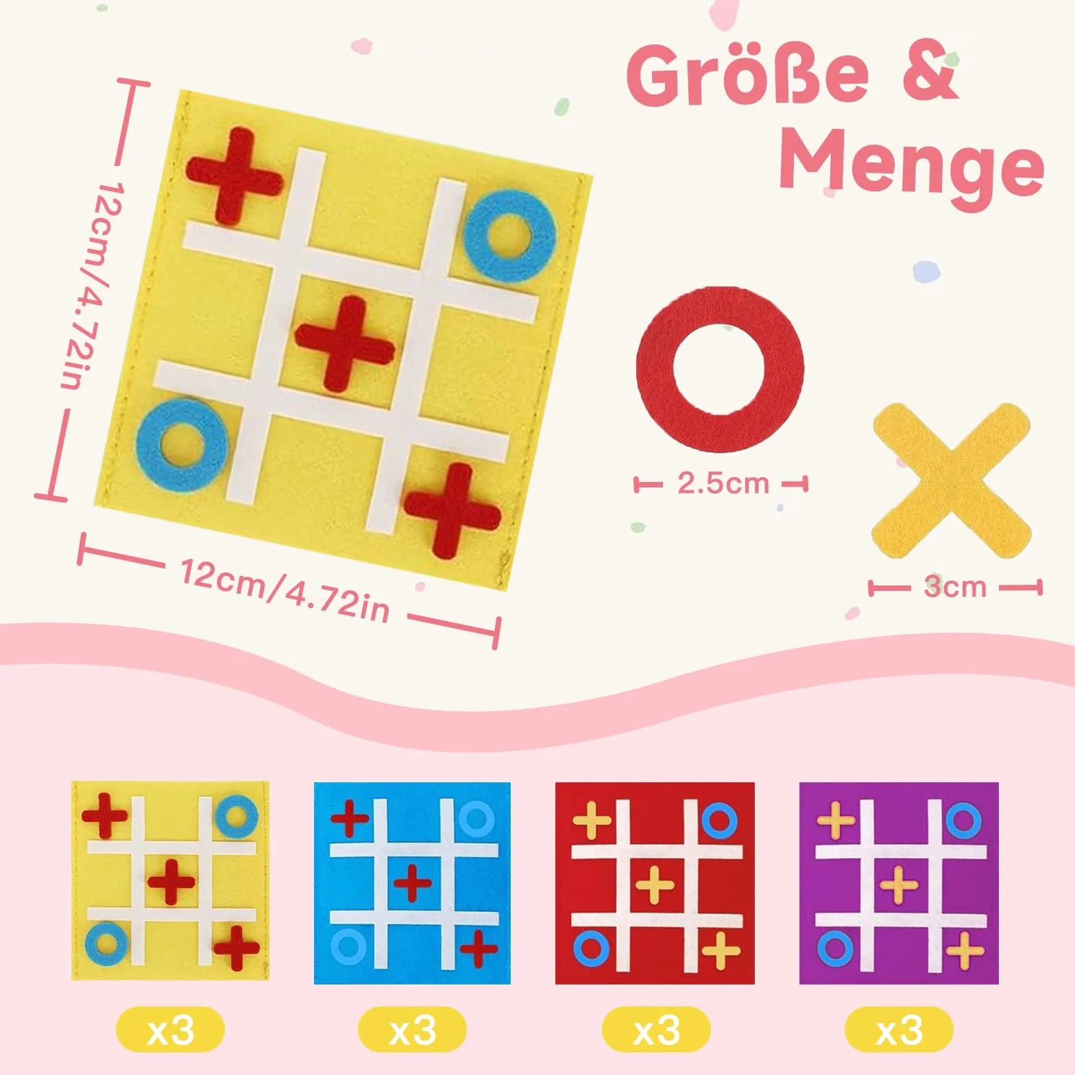 Tic Tac Toe zabawka, 12 sztuk filcowych Tic Tac Mini, przydatny upominek na urodziny dziecka, kolorowa gra Tic Tac Town, zabawka edukacyjna, nadaje się na urodziny, Dzień Dziecka, do domu, szkoły, na