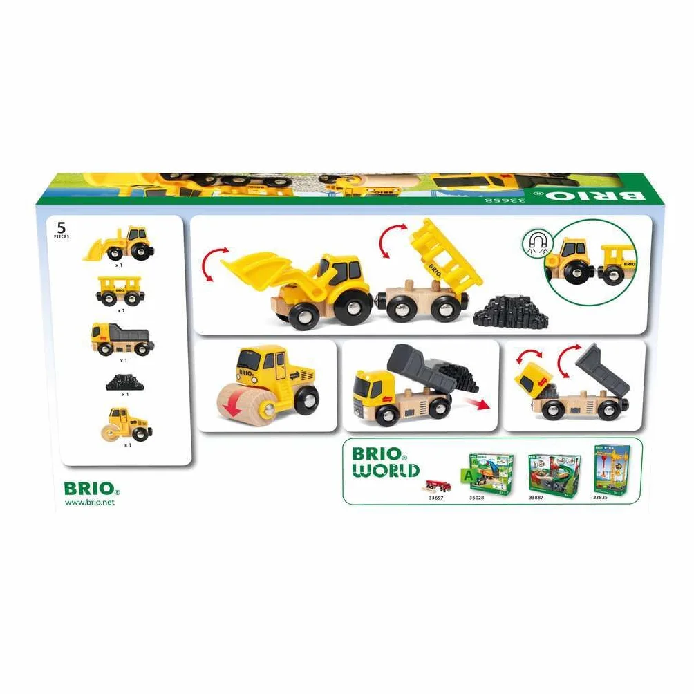 BRIO Świat 33658 Pojazdy budowlane - Drewniany dodatek kolejowy - zalecane od 3 lat