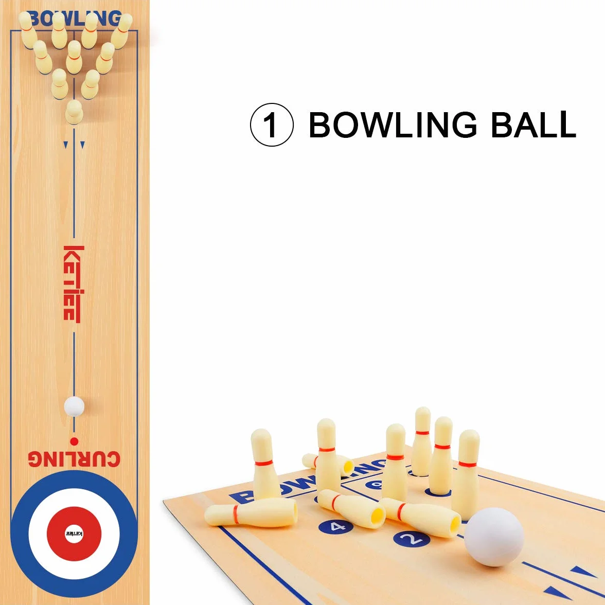 KETIEE Zestaw do kręgli 3 w 1 Shuffleboard Bowling Curling Game, przenośny stół dla drużyn i imprez rodzinnych, odpowiedni dla dzieci i dorosłych