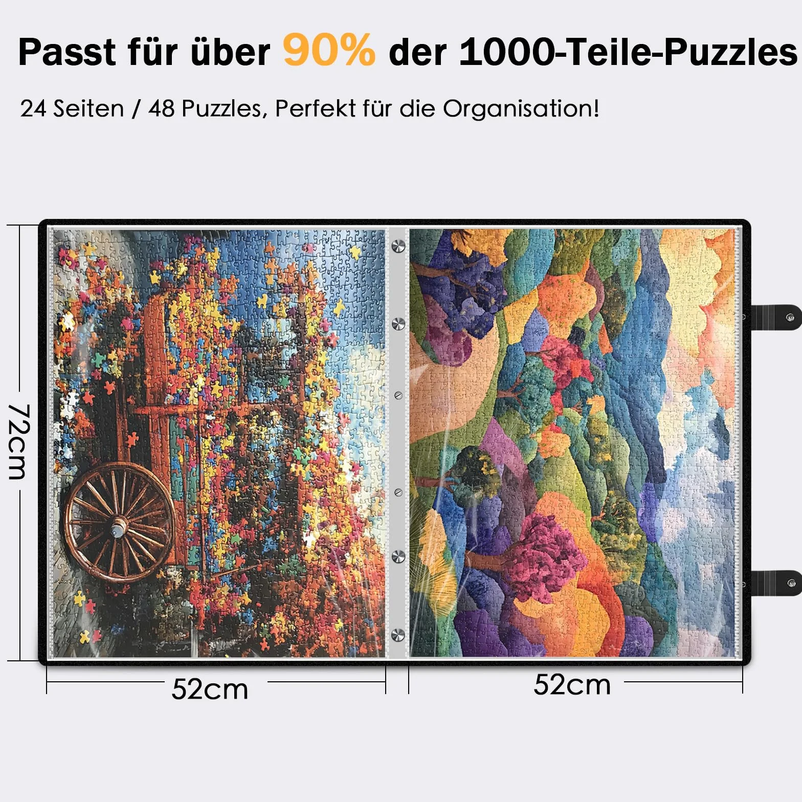 Nariolar Teczka na puzzle na 1000 elementów, 24 kieszenie HD, idealne akcesorium do 48 puzzli, pyłoszczelne akcesoria ochronne do puzzli