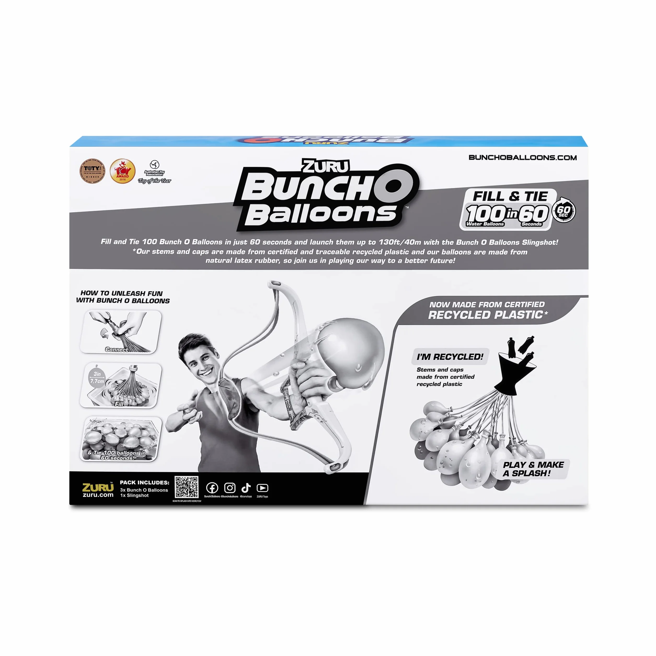 ZURU - BUNCH O BALLOONS - Tropical Party Arc Slingshot - 100 bombek wodnych - Gra na świeżym powietrzu - Gra wodna - 56494