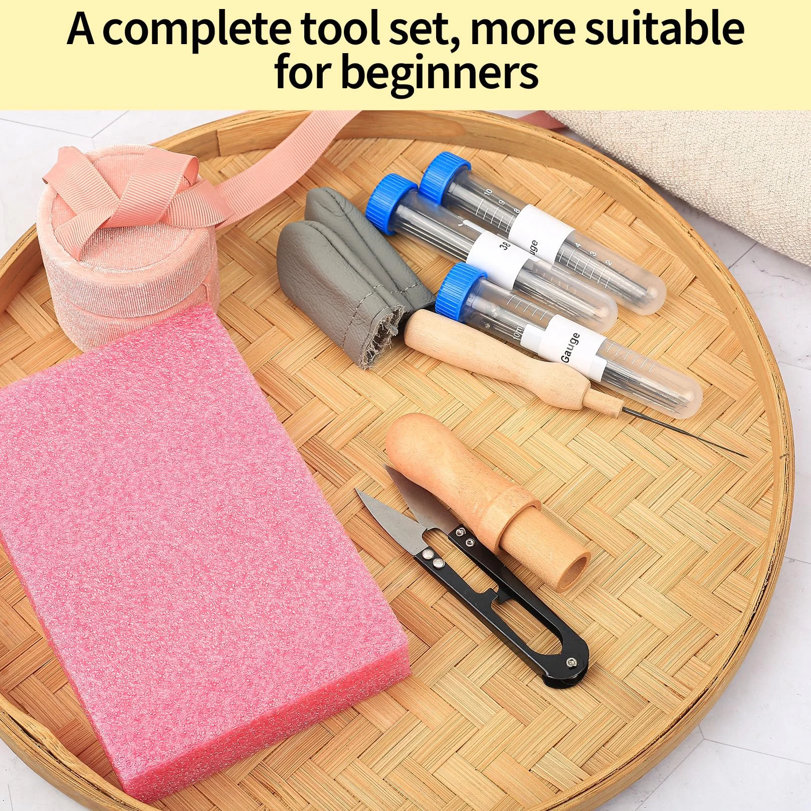 SZZHIYONG Zestaw igieł do filcowania, 39 szt. Narzędzia do filcowania igłą, Zestaw igieł do dziurkowania ściegiem, Rękodzieło z filcu, Filcowe zestawy startowe z drewnianą rączką do majsterkowania