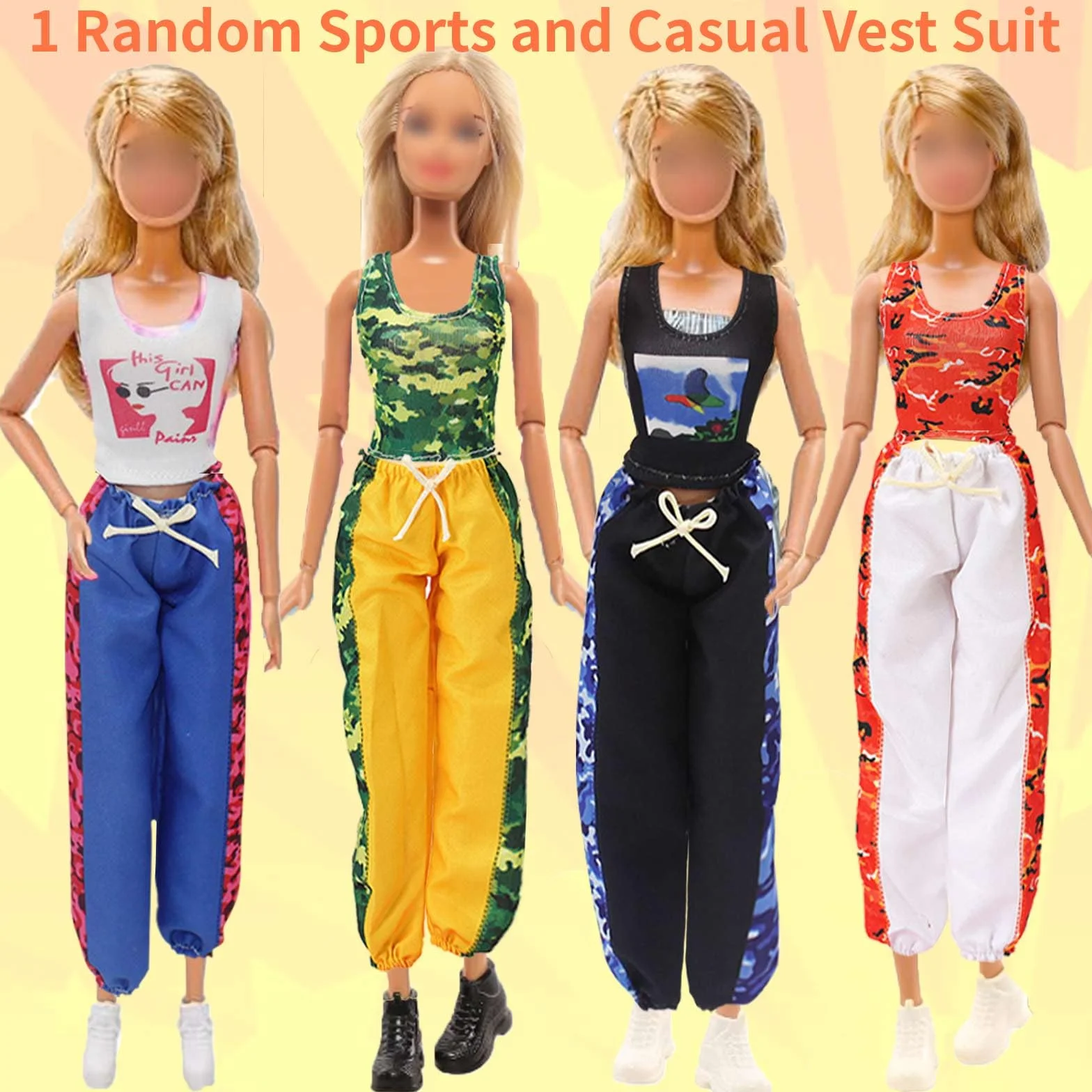 Ubrania i akcesoria dla lalek, 11,5 cala/30 cm, sportowy styl losowy 1 bluza z kapturem 3 odzież sportowa 1 kamizelka 3 spodnie 1 czapka baseballowa 2 trampki 4 sukienki 1 okulary przeciwsłoneczne 2