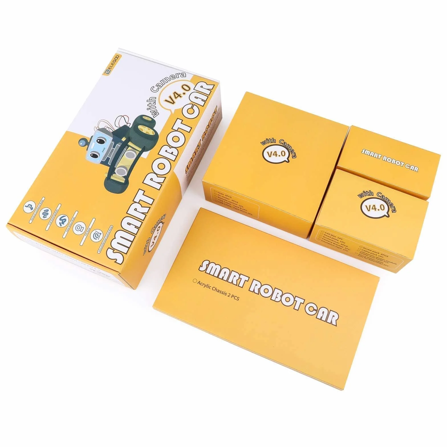 ELEGOO Inteligentny Zestaw Samochodowy Robota V4.0 Kompatybilny z Arduino IDE, Zestaw do Budowy Elektroniki z Kamerą, UNO R3, Moduł Bluetooth, Zabawki-Roboty Samochodowe dla Dzieci