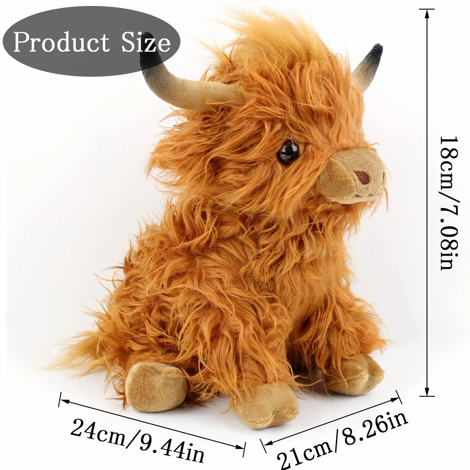 Highland Cow Soft Toy pluszowa zabawka, krowa góralska, pluszowa krowa góralska, przytulanka, realistyczna miękka zabawka na farmie, wołowina góralska, realistyczna szkocka bydło góralskie