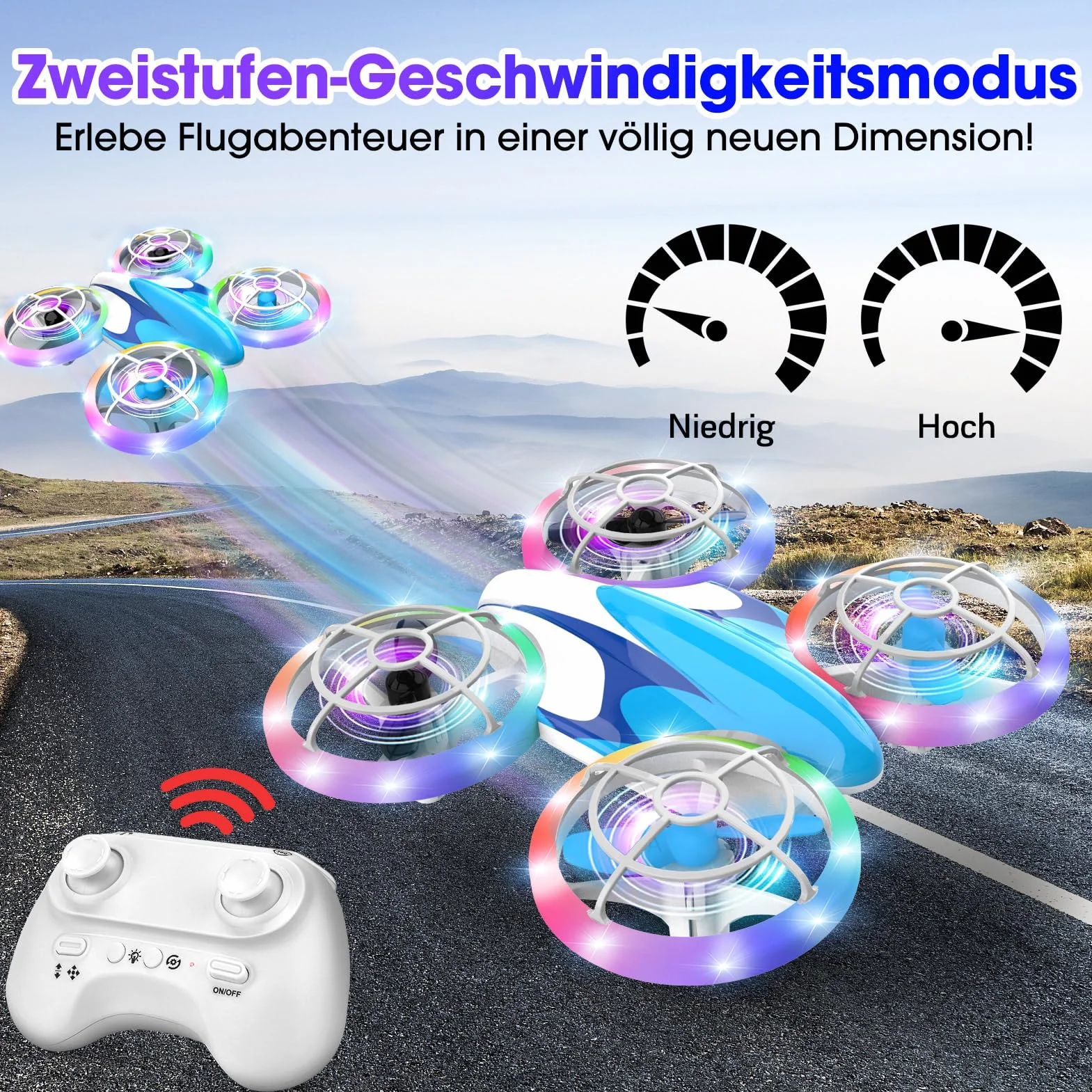 Nigecue Mini Dron dla Dzieci Zabawka od 6, 7, 8, 9, 10+ lat Chłopcy, RC Samolot Zabawka Dron dla Dzieci i Początkujących ze Światłami LED Wewnątrz & Na Zewnątrz Prezent dla Chłopców i Dziewczynek