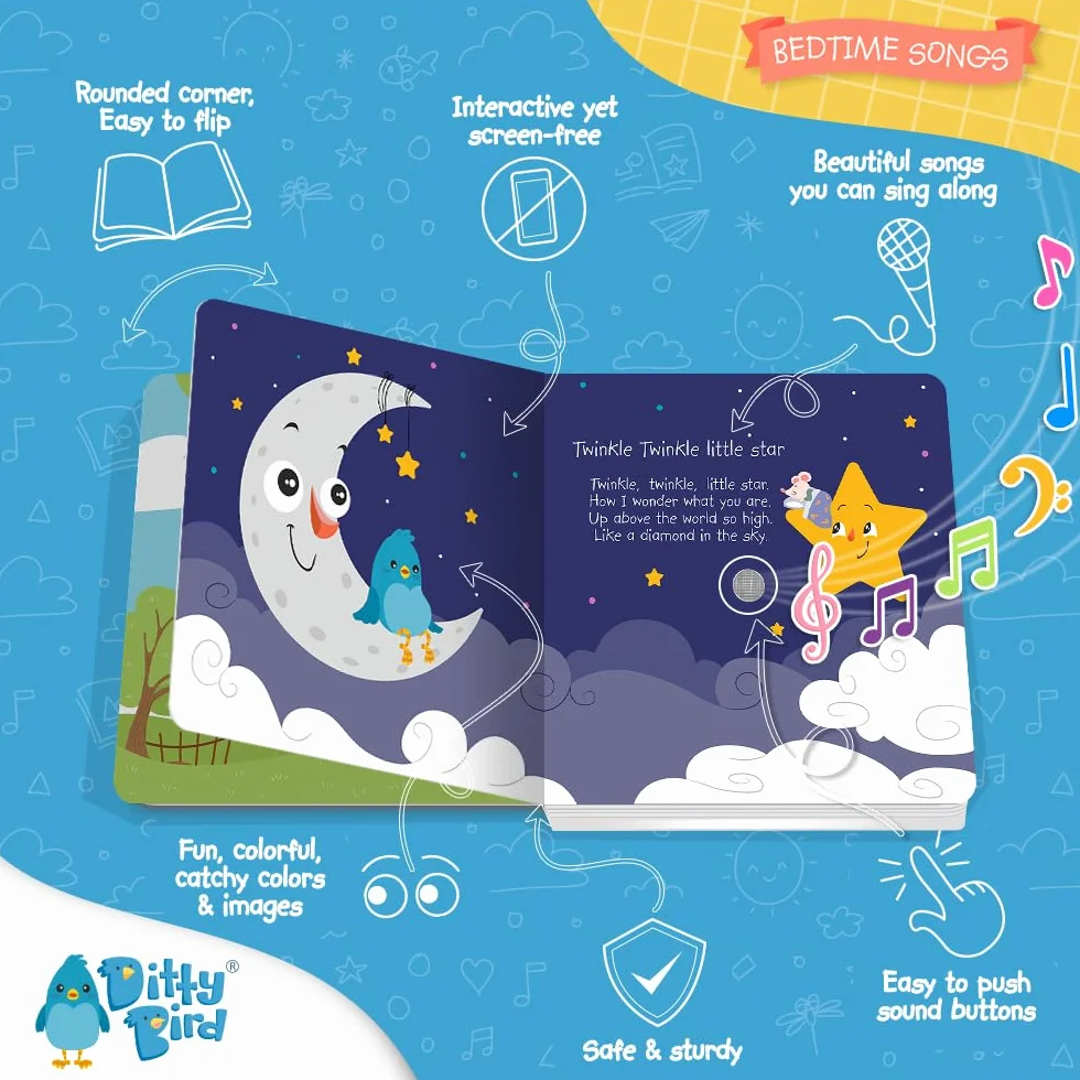 Ditty bird - livre musical bébé: Comptines en anglais pour dormir - twinkle little star