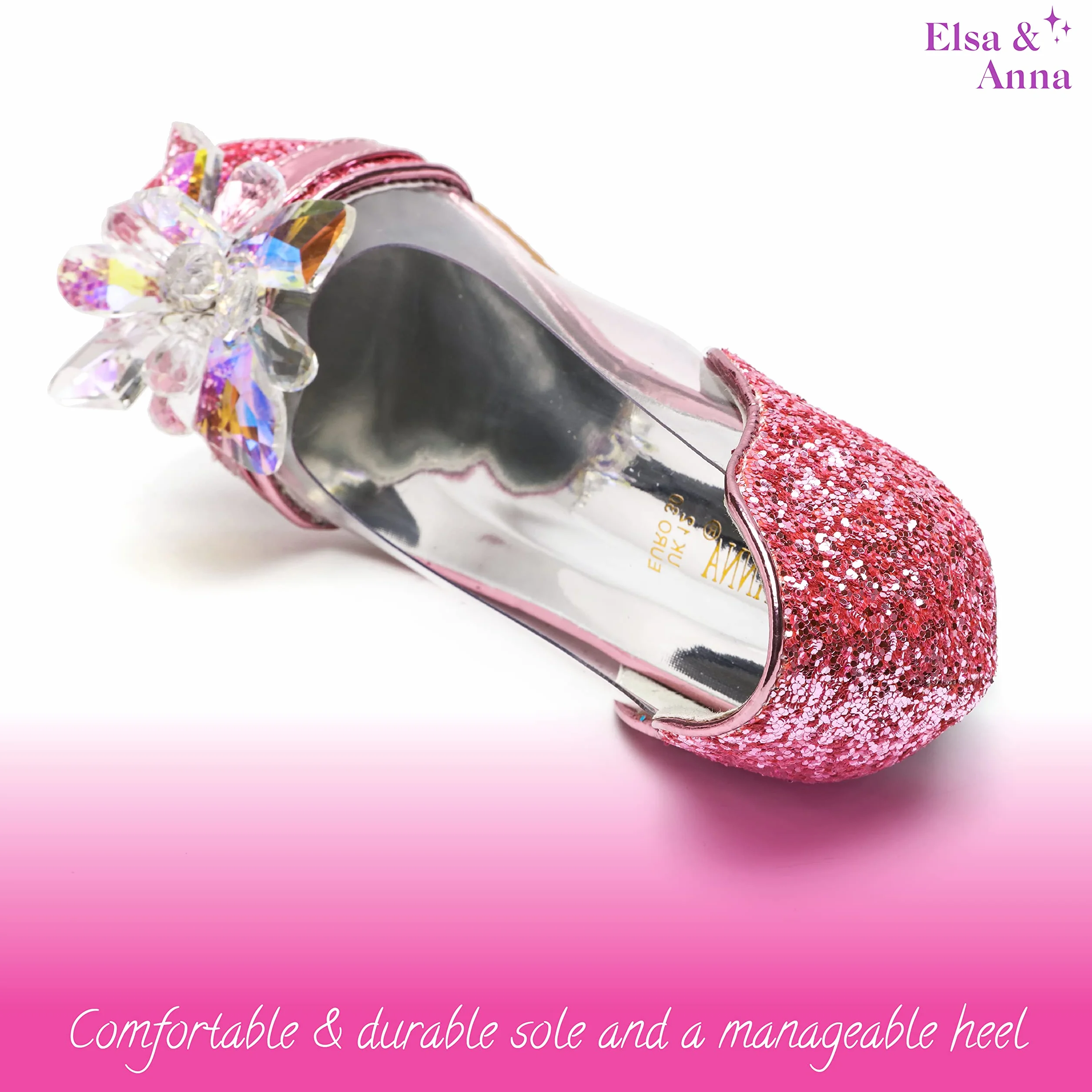 ELSA & ANNA Buty księżniczki dla dziewczynek buty księżniczki z obcasem 3 cm brokatowe buty dziewczęce buty do sukienki Elsa na imprezę, karnawał SH141516