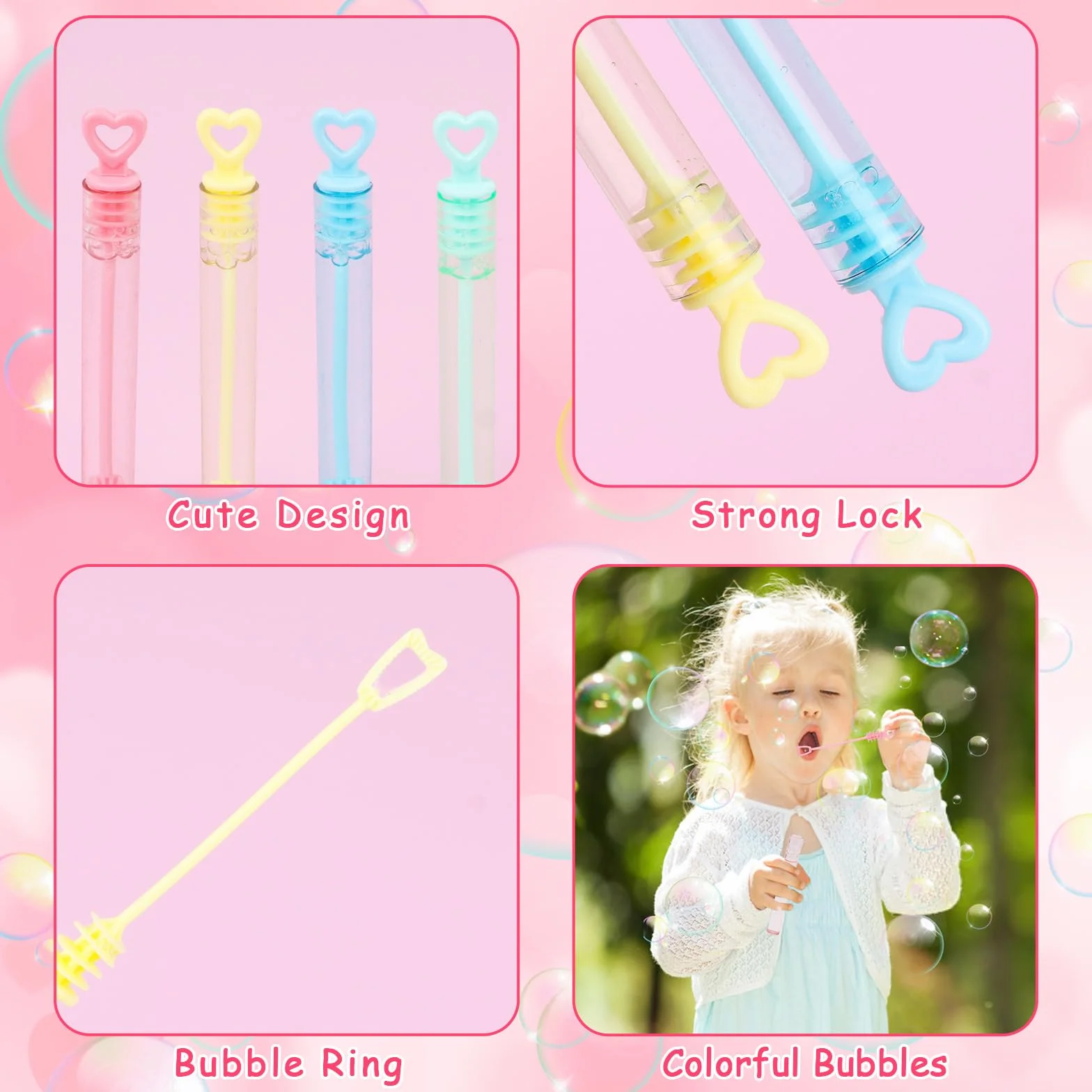 LOMIMOS 40 sztuk weselnych baniek mydlanych, kolorowe bańki mydlane, z uchwytem w kształcie serca, na urodziny, wesele, Halloween, Boże Narodzenie, 40 sztuk