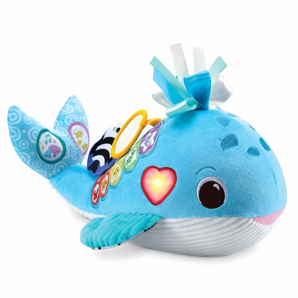 VTech - Ocean, My Musical Whale, interaktywny i zmysłowy pluszak dla niemowląt wykonany z trwalszych materiałów, zabawka do budzenia, prezent z okazji narodzin dziecka od 3 miesięcy - zawartość w