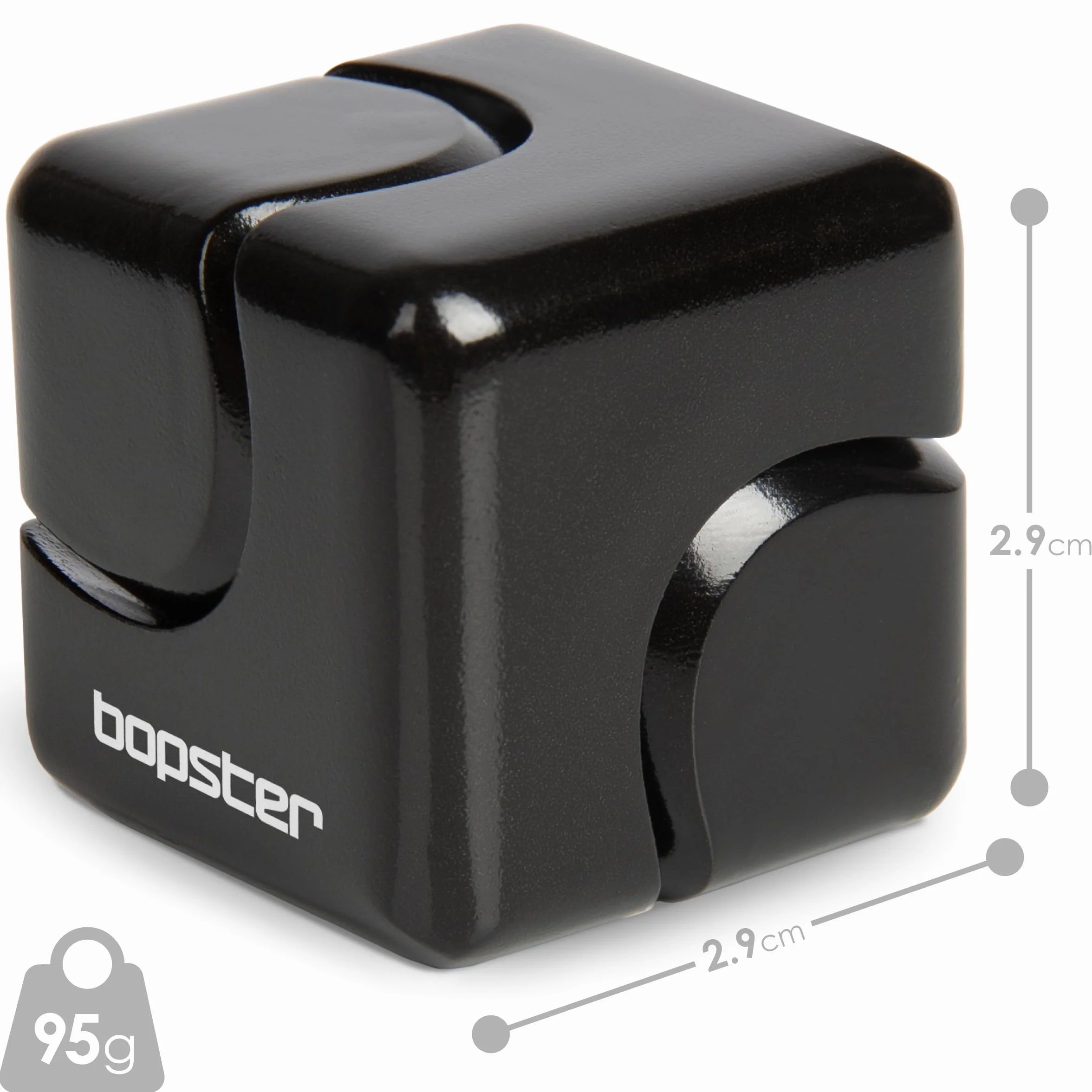 bopster Fidget Cube Spinner | Anodyzowany metalowy ręczny spinner, zabawka sensoryczna i łagodząca stres, dla dzieci i dorosłych, ADHD, ADD, autyzm, czarna