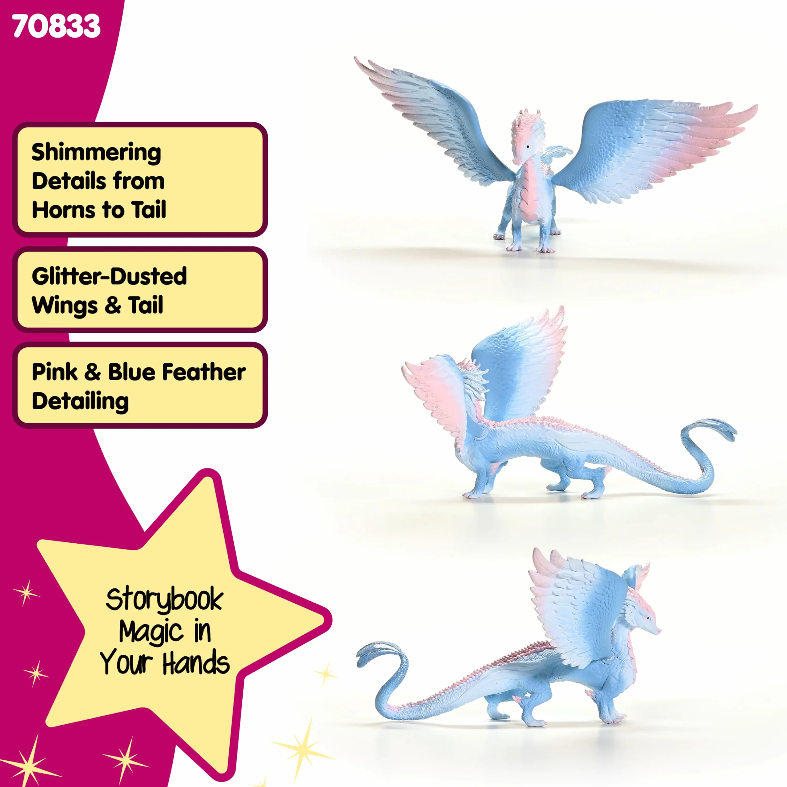 schleich BAYALA | Kryształowy Smok 70833 | Szczegółowe, fantastyczne figurki kolekcjonerskie | Smok z ruchomymi skrzydłami | Prezent dla dziewczynek i chłopców | Figurka od 5 lat | 32 × 25 × 15 cm