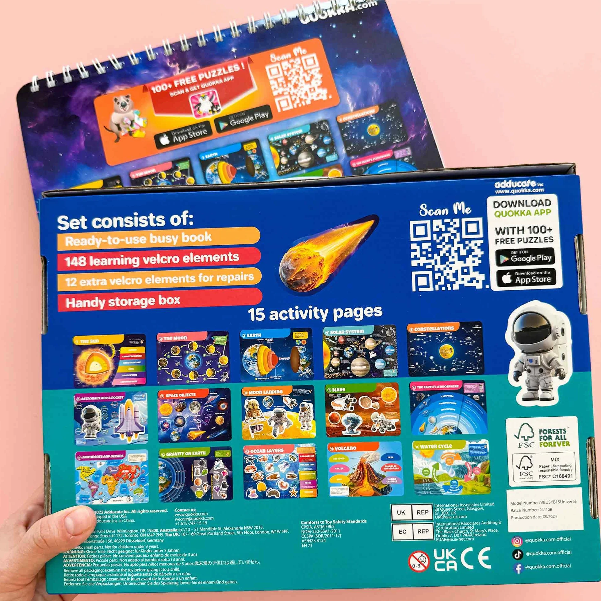QUOKKA Zabawki Montessori Od 3 Do 4 Lat - Wersja Angielska – Książki Edukacyjne Dla Dzieci Od 3 Lat – 15 Aktywności Edukacyjnych Na Temat Układu Słonecznego – Aktywności W Podróży Samochodem