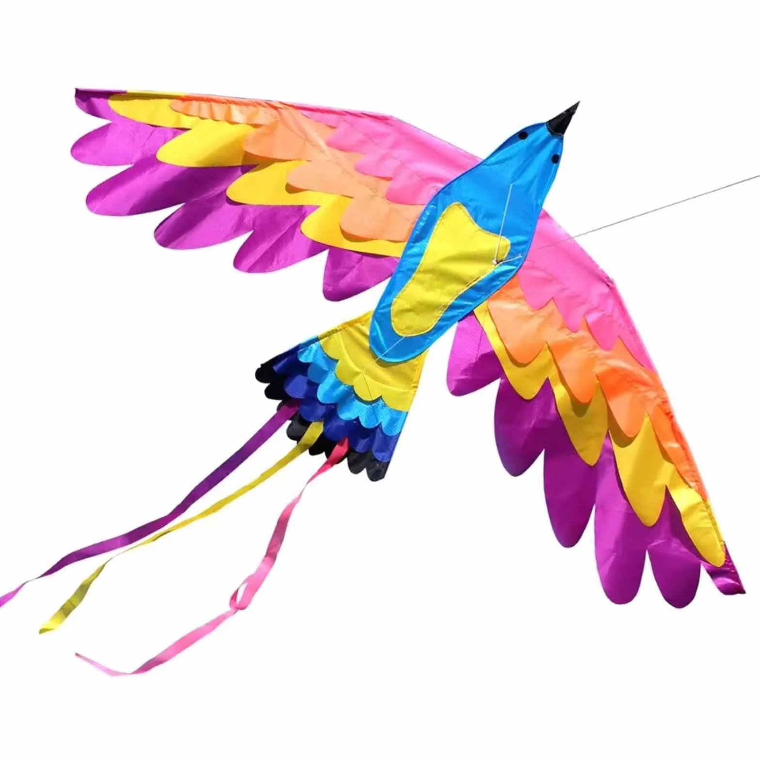VIKY Phoenix latawiec dla dzieci i dorosłych, latawiec z uchwytem i liniami, 90 x 180 cm, duży smok plażowy, z ogonem o długości 150 cm, w zestawie sznurek latawca 100 m, łatwy do latania