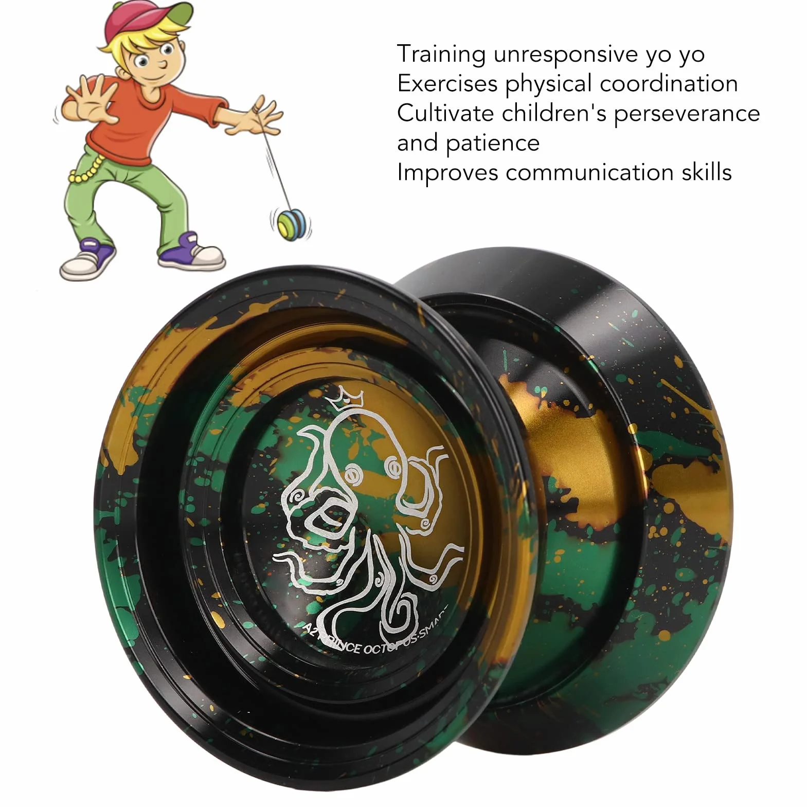 Marhynchus Premium Niereagujący Metal Aluminium Aluminium Yoyo Professional Yoyo z potężną stabilnością Rotacji dla Dzieci Dorosłych Początkujący Zaawansowani Gracze (czarne złoto)