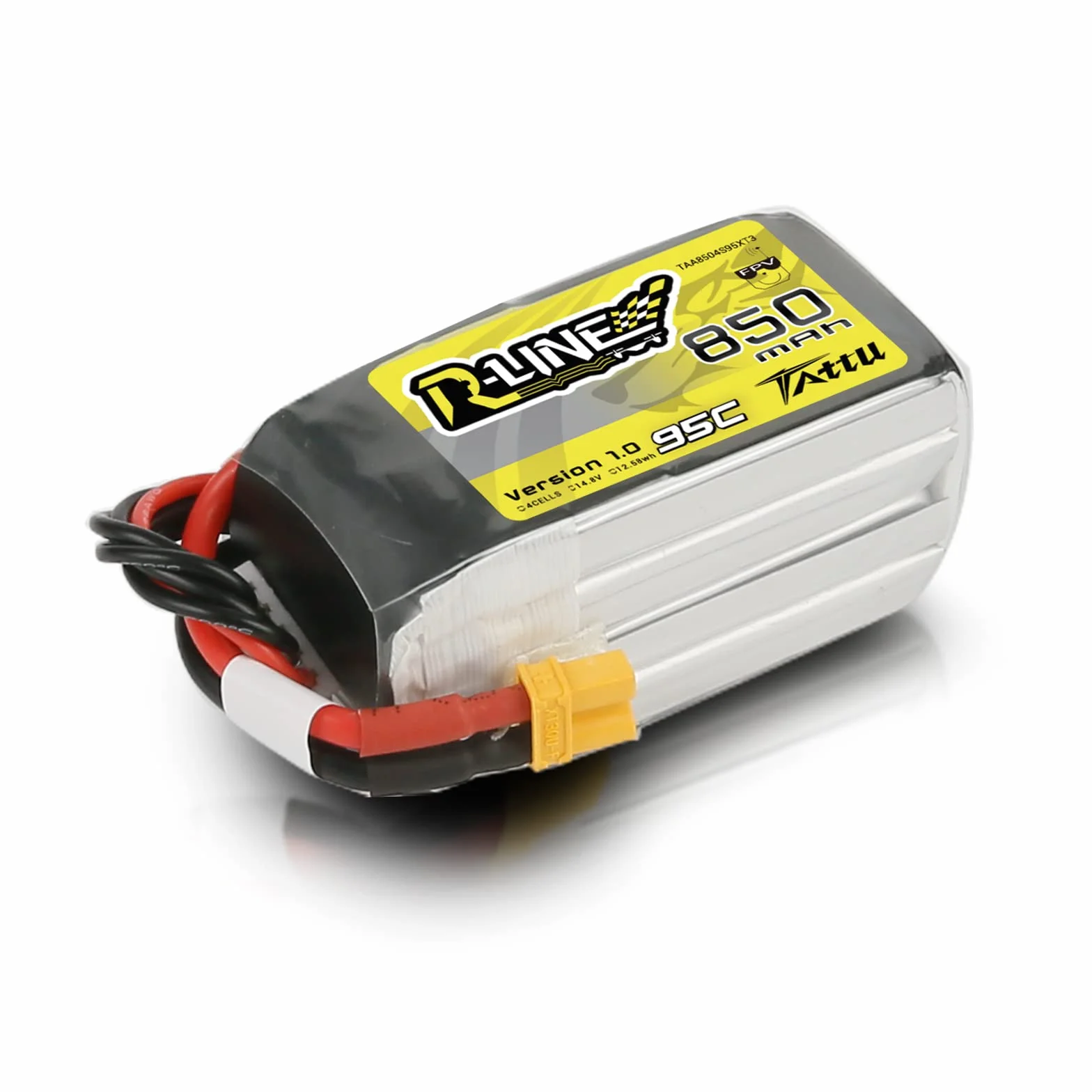 Tattu 4S Lipo akumulator 850 mAh 14,8 V 95C Lipo akumulator Lipo seria R-Line Pack z wtyczką XT30 nadaje się do Multirotor FPV w rozmiarze od 100 do 180