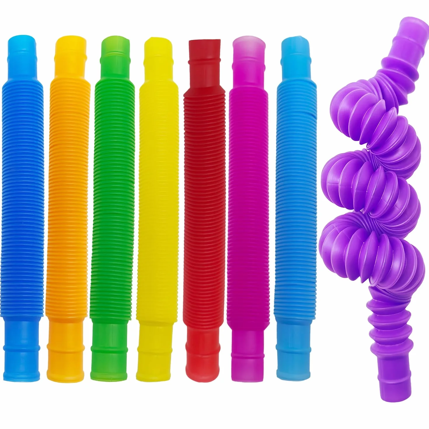 8pcs Pop Tubes, Sensory Fidget Zabawki Stretch Pipe Toy, Zabawki do nauki dla małych dzieci Kolorowe rury, Zgięte do DIY Stress Relief Dzieci Dorośli Boże Narodzenie Prezent na urodziny