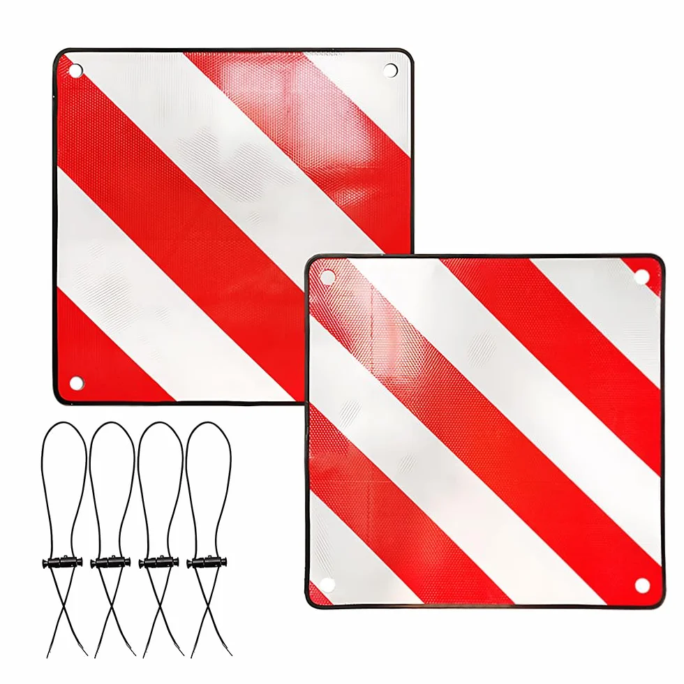 2 w 1 tablica ostrzegawcza Włochy i Hiszpania, 50 x 50 cm, tablica ostrzegawcza na bagażnik rowerowy z aluminium z 4 linkami napinającymi, znak ostrzegawczy Włochy na bagażnik rowerowy do