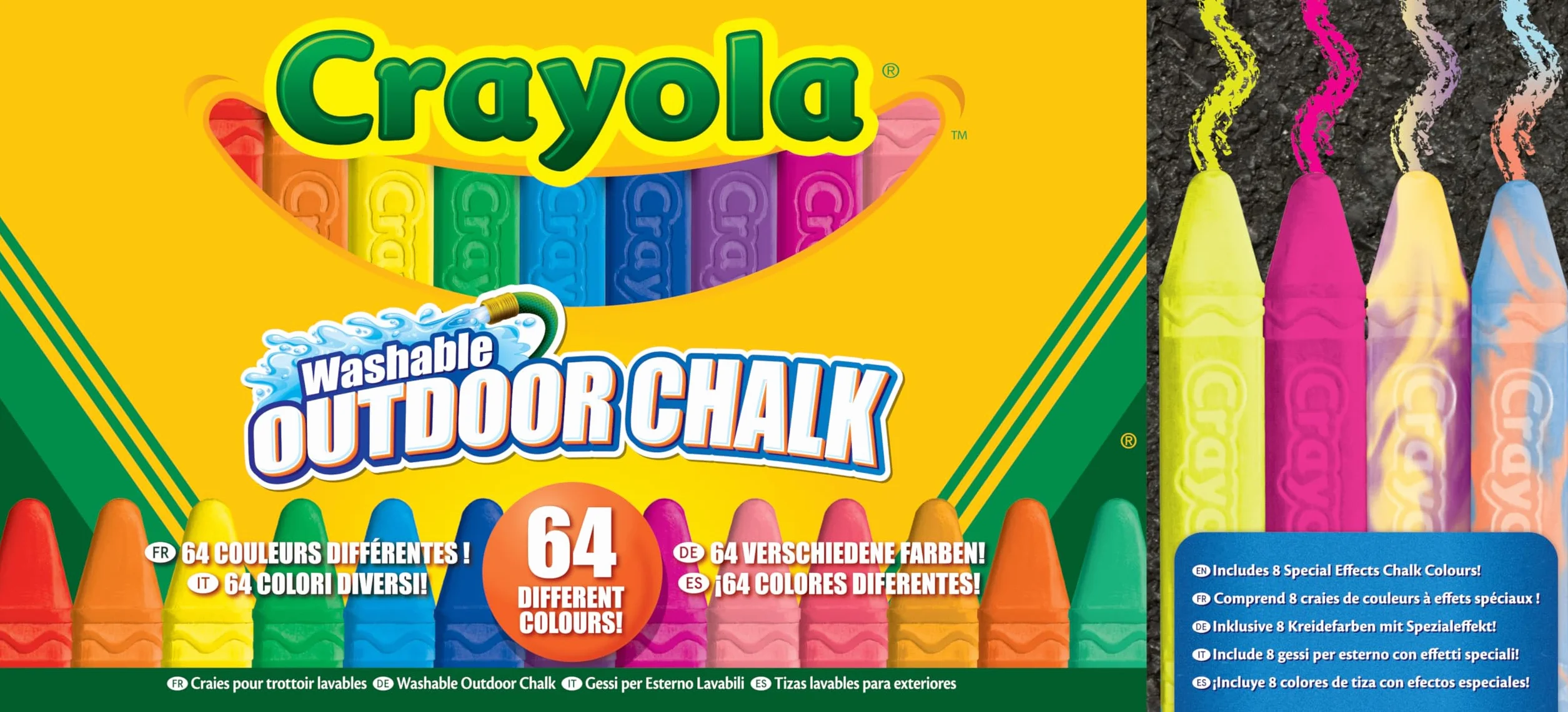 Crayola Zmywalna kreda chodnikowa, wielokolorowa, 64 szt. (1 szt.)