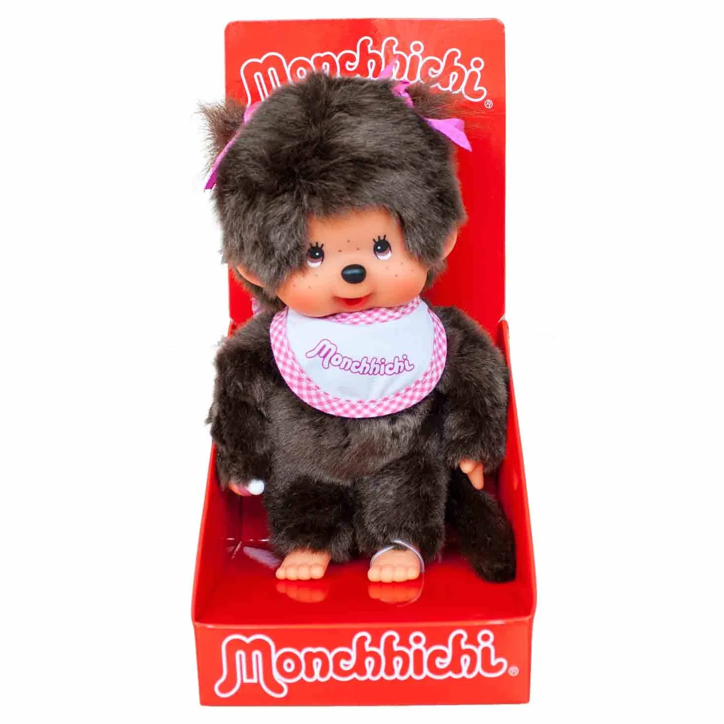 OKU Monchhichi 20 cm Meisje met slab Roze