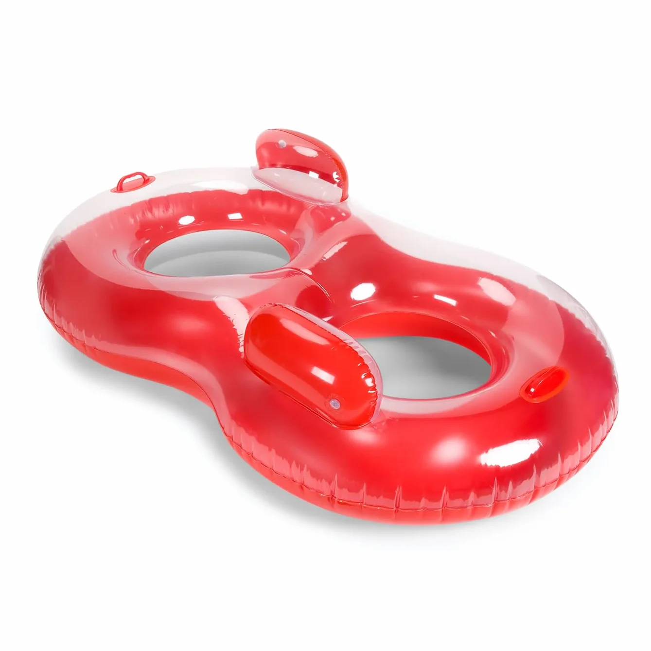 AQUASTIC Koło Dmuchane Do Pływania Podwójne Dla Dzieci od 14 Roku Życia Gruby Materiał Winylowy Mocne uchwyty Na Basen Jezioro Zabawa w Wodzie Dziecięce Czerwone ASR-175R