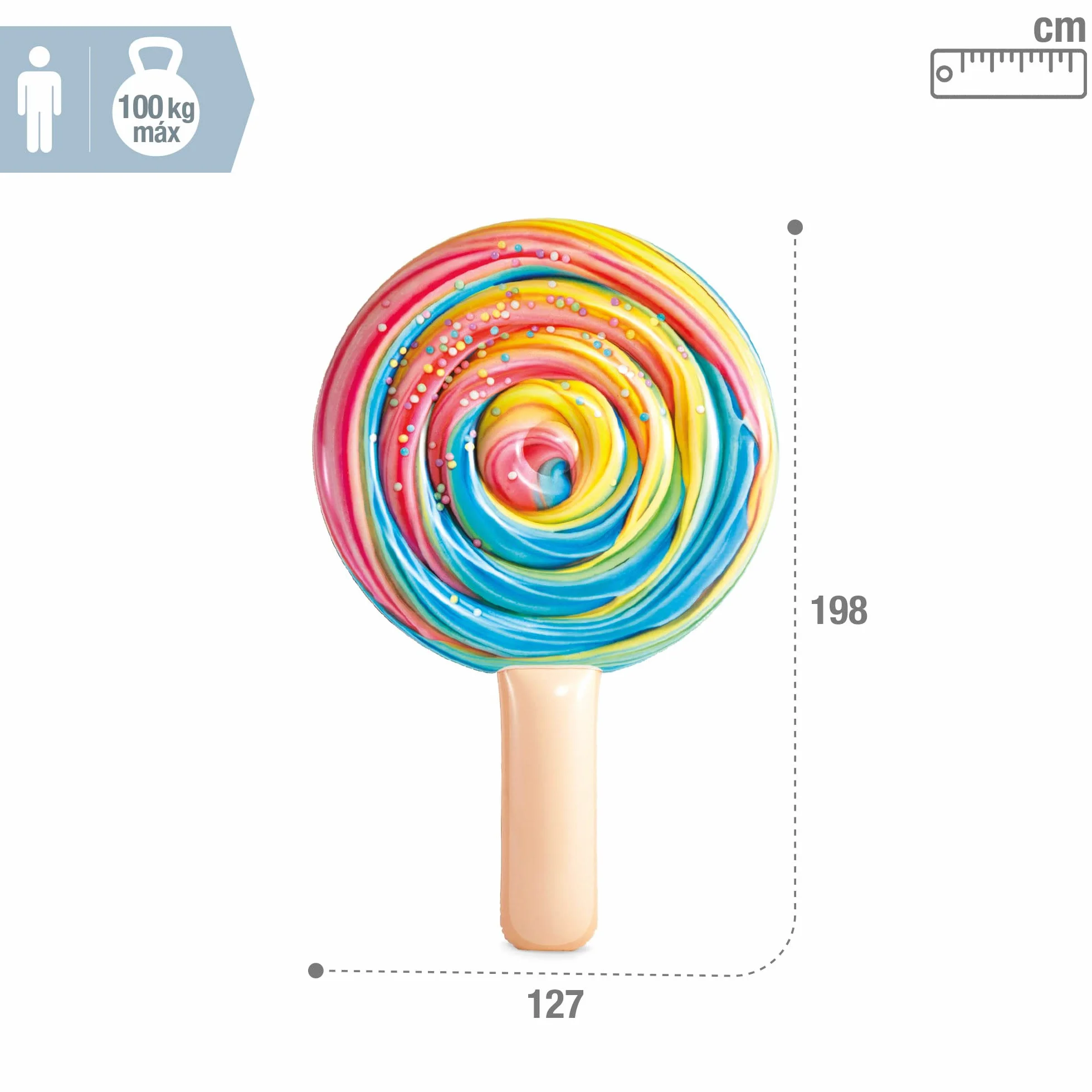 Intex Rainbow Lollipop korpus pływacki, rozmiar po nadmuchaniu: 198 cm x 127 cm x 25 cm (58754EU)