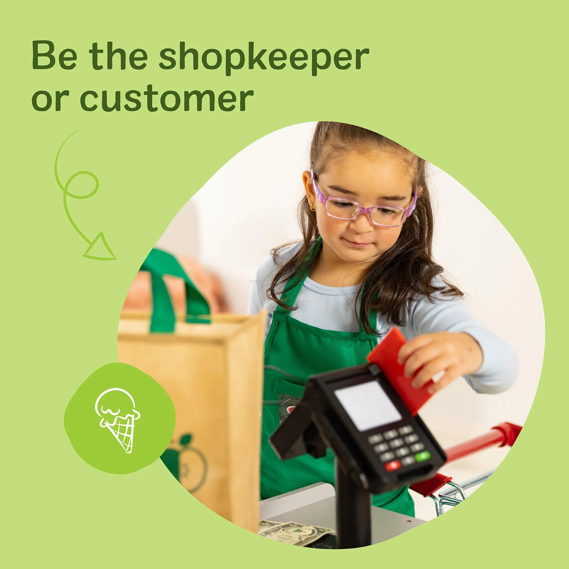 Melissa & Doug Drewniany sklep spożywczy Fresh Mart | Kasa dla dzieci | Zabawa w supermarket dla dzieci| Bardzo duży drewniany zestaw do zabawy z akcesoriami | Prezent dla chłopców I dziewczynek