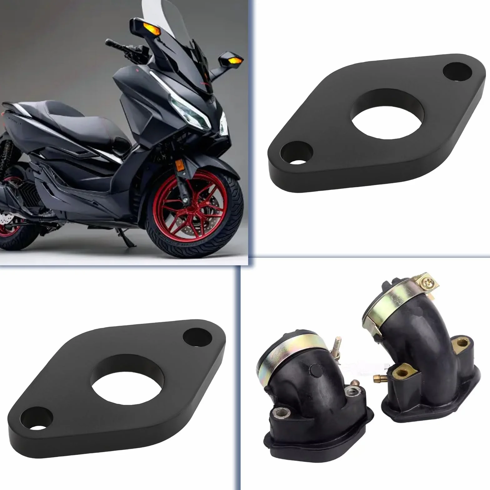 4 zestawy uszczelek kolektora dolotowego gaźnika pasuje do kolektora dolotowego hulajnogi o pojemności 50 cm³, podkładka bakelitowa, kompatybilna z ATU, kompatybilna z GY650, 60 x 17 x 6 mm
