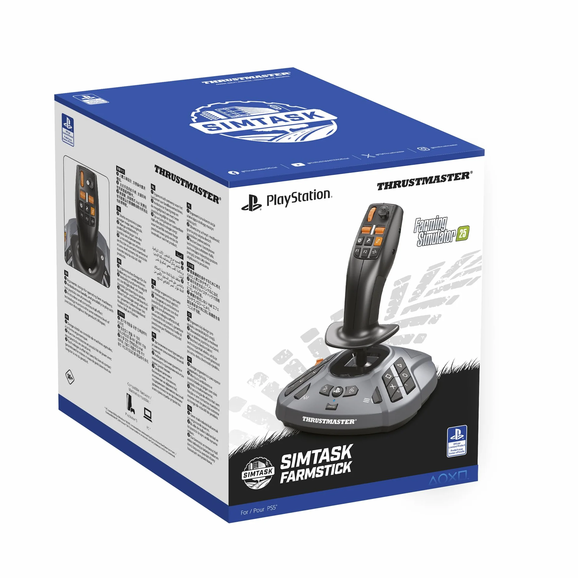 Thrustmaster SimTask FarmStick – Joystick Rolniczy do Symulatora Farmy i Maszyn Budowlanych – 33 Przyciski Akcji, Precyzja H.E.A.R.T – Kontroler do PC, PS5 i PS4 – Czarny