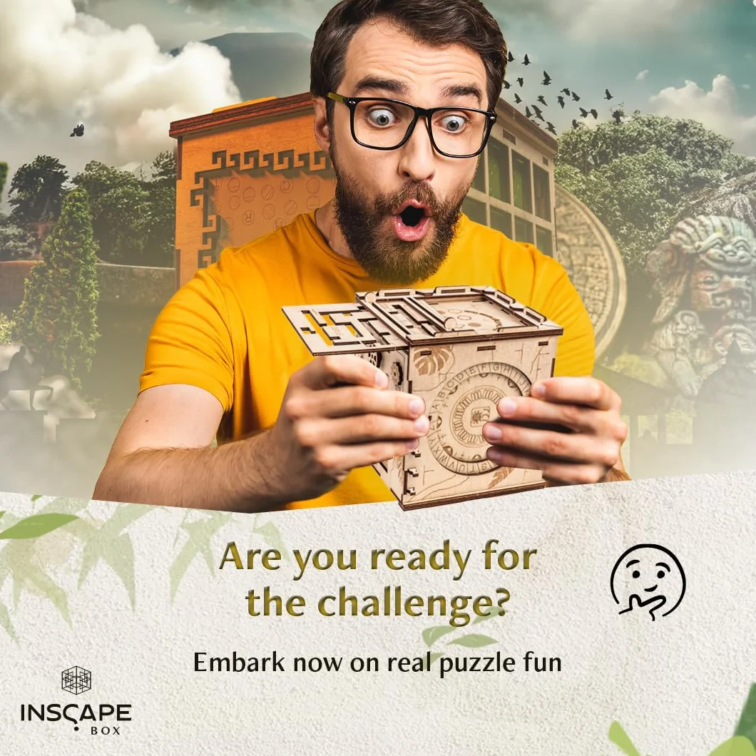 INSCAPE Maya´s Myths pudełko z puzzlami, pokój ewakuacyjny w pudełku, pudełko na prezenty dla dorosłych z ukrytymi przegródkami, puzzle escape room, łamigłówki dla dorosłych