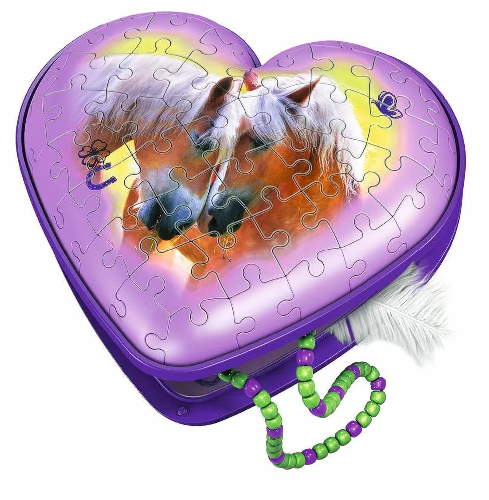 Ravensburger 3D Puzzle 11171 - Herzschatulle Pferde - 54 Teile - Aufbewahrungsbox für Pferde-Fans ab 8 Jahren: Erlebe Puzzeln in der 3. Dimension