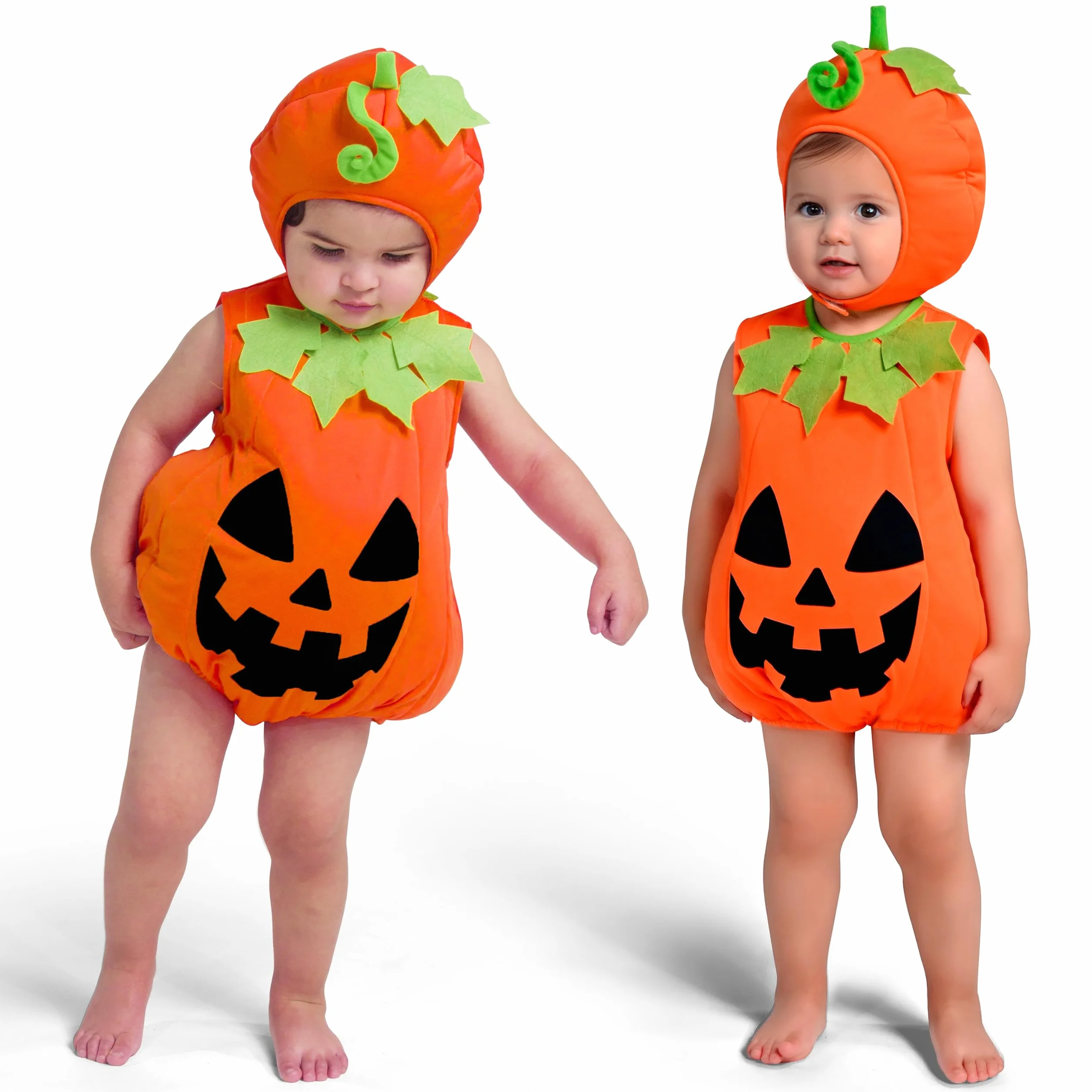 Spooktacular Creations Kostium dyni dla niemowląt, uroczy strój dyni, pomarańczowy kostium bez rękawów na Halloween na imprezę (3 do 4 lat)