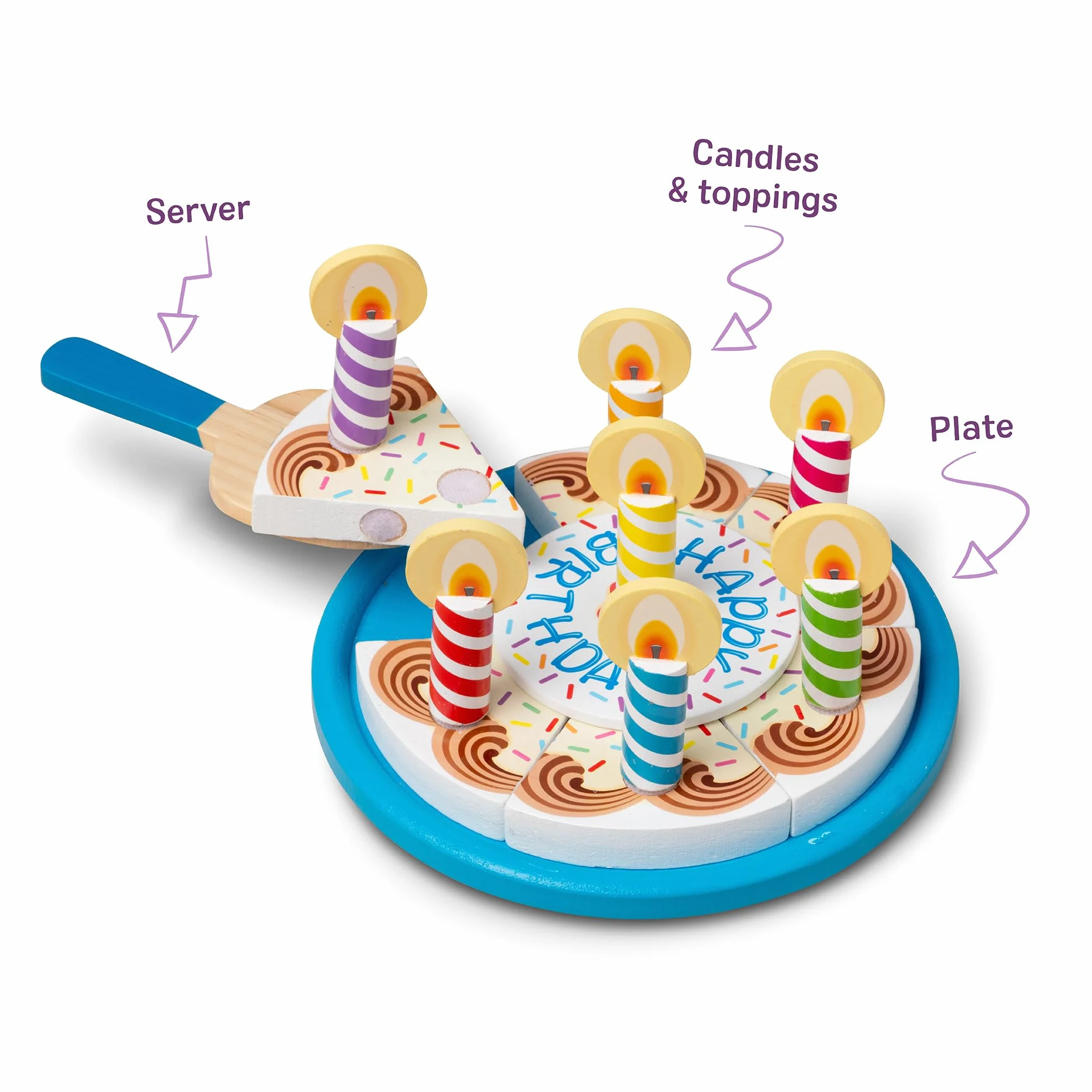 Melissa & Doug Drewniany Tort Urodzinowy | Udawaj Odtwórz | Drewniana zabawka do zabawy dla dzieci | 3+ | Prezent dla chłopca lub dziewczynki
