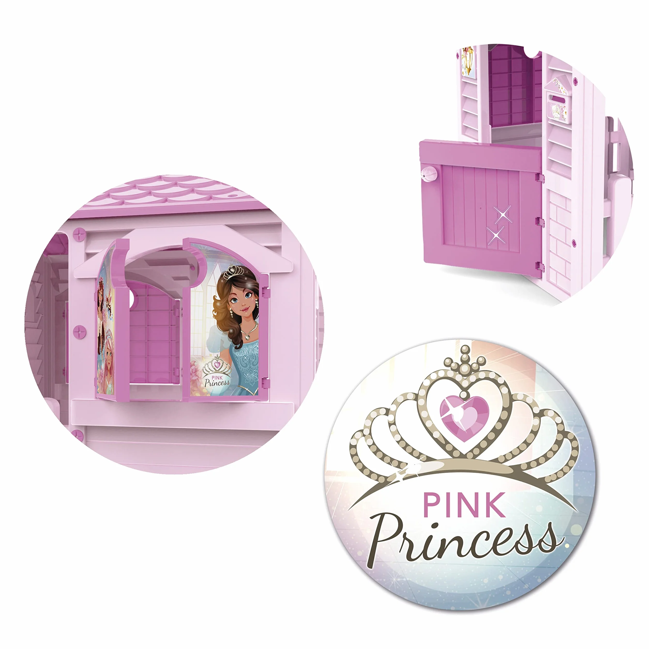 Chłopcy domek dziecięcy Pink Princess, nadaje się do wnętrz i na zewnątrz, w zestawie naklejki do dekoracji, wykonane z wytrzymałego i wytrzymałego tworzywa sztucznego, kolor różowy (89613)