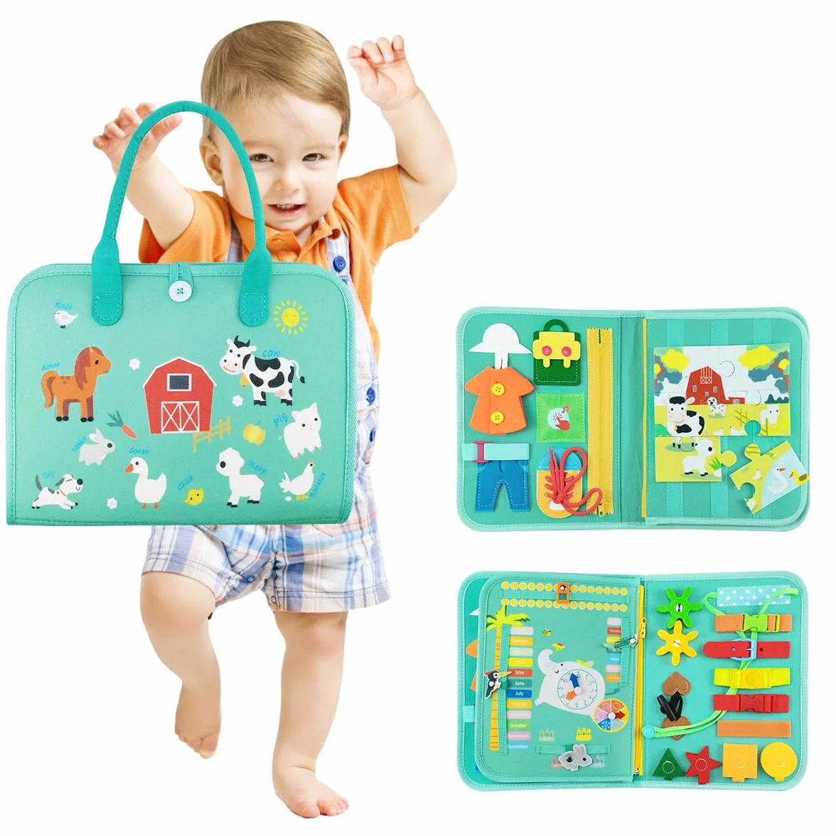 Montessori Busy Board zabawka motoryczna dla małych dzieci, 4-warstwowa deska do aktywności od 2 lat, dla dziewczynek i chłopców, książka o aktywności dla dzieci od 1, 2, 3, 4 lat, zabawka edukacyjna,