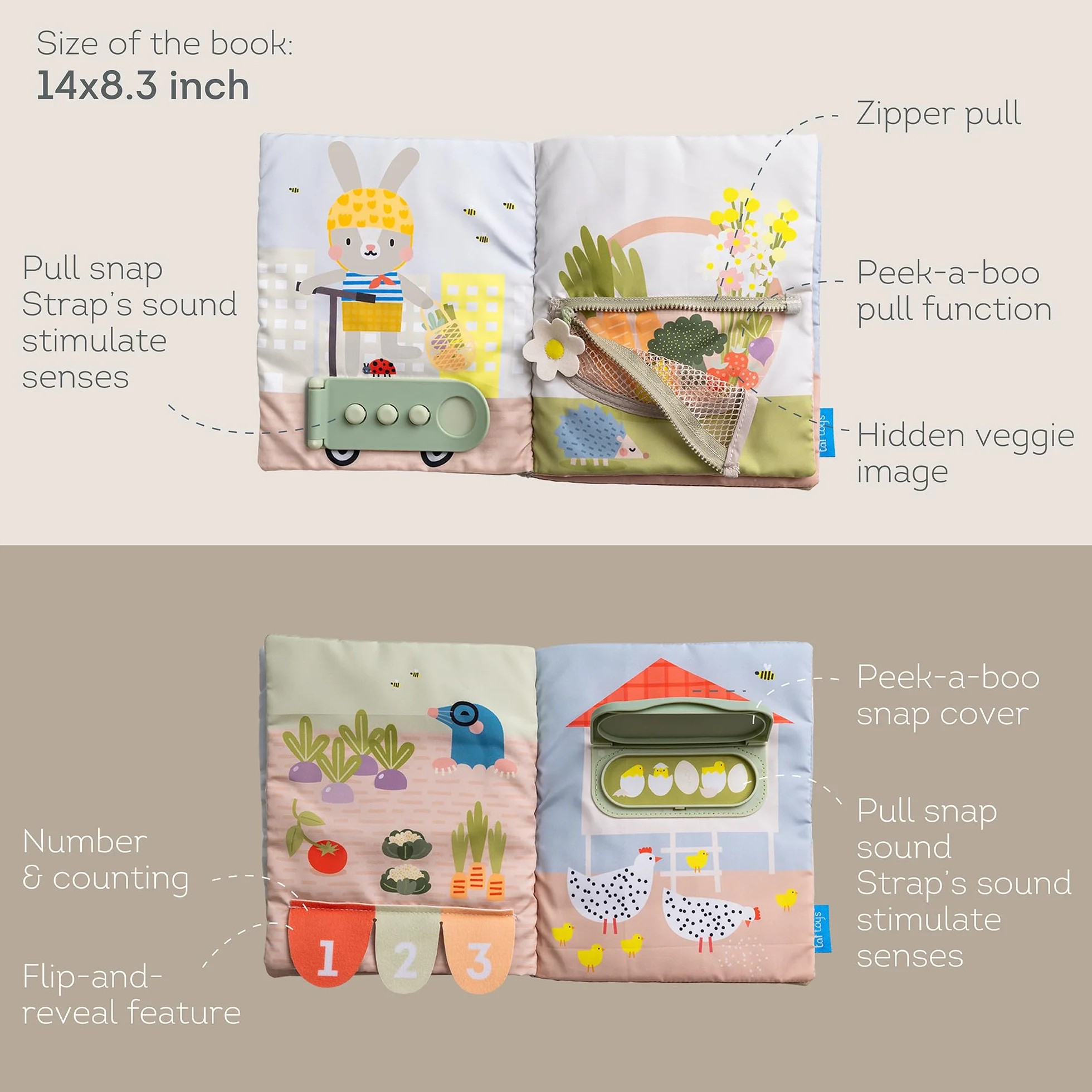 Taf Toys Montessori Zabawki dla dzieci w wieku 1-2-, 3 lat, zajęcia edukacyjne dla małych dzieci, z 12 sensorycznymi aktywnościami dla maluchów dla chłopców i dziewcząt