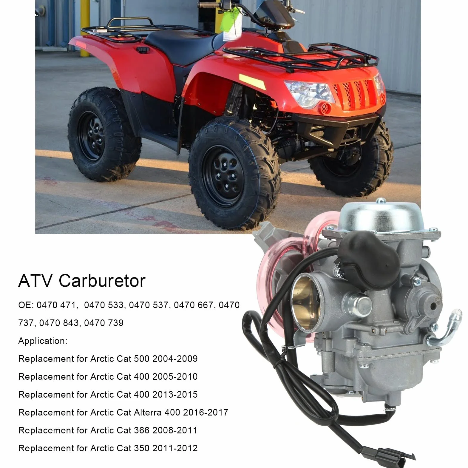 Gaźnik ATV, 0470 537 Potężna Moc o Wysokiej Wytrzymałości 471 zespół Carb Precyzyjna Wymiana dla Arctic Cat 500 400