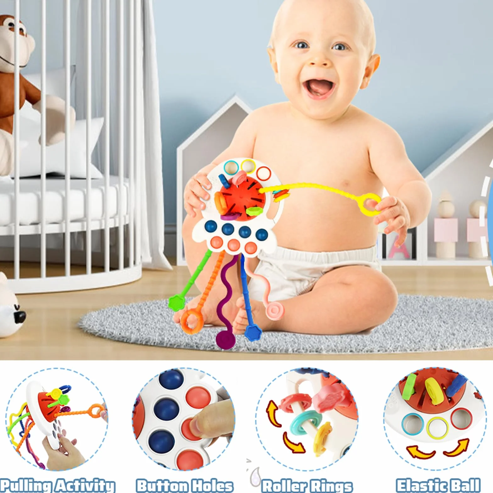 KETIEE Montessori zabawka sensoryczna dla niemowląt, zabawka podróżna, wczesny rozwój, zdolność motoryczna, zabawka prezent dla niemowląt, 18 miesięcy +