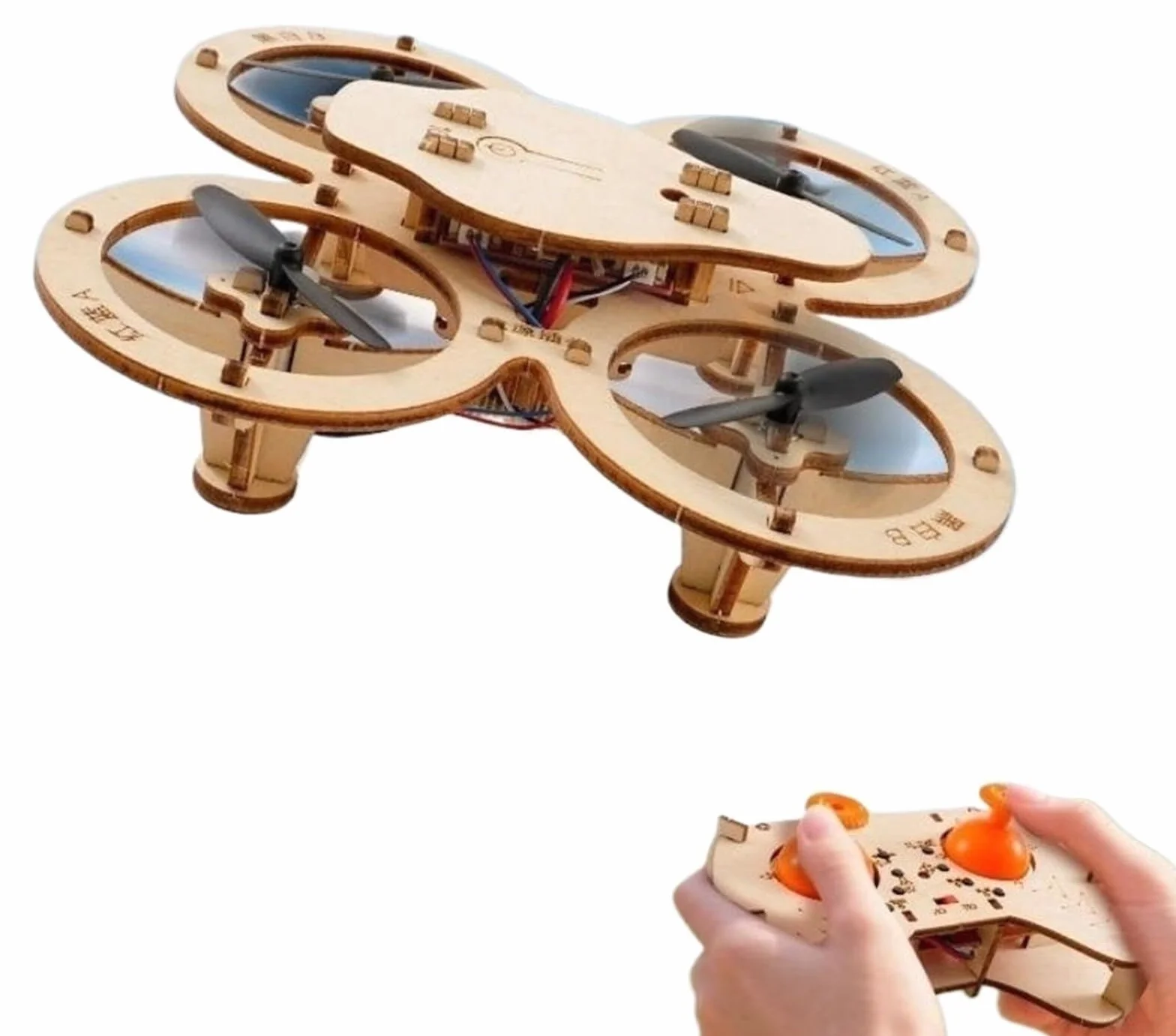 DIY Drewniane Klocki Latające, DIY Drewniany Zestaw Modeli Do Składania Drona Zdalnie Sterowany Samolot Treningowy Drewniany Montaż Quadcopter Mini Model Drona