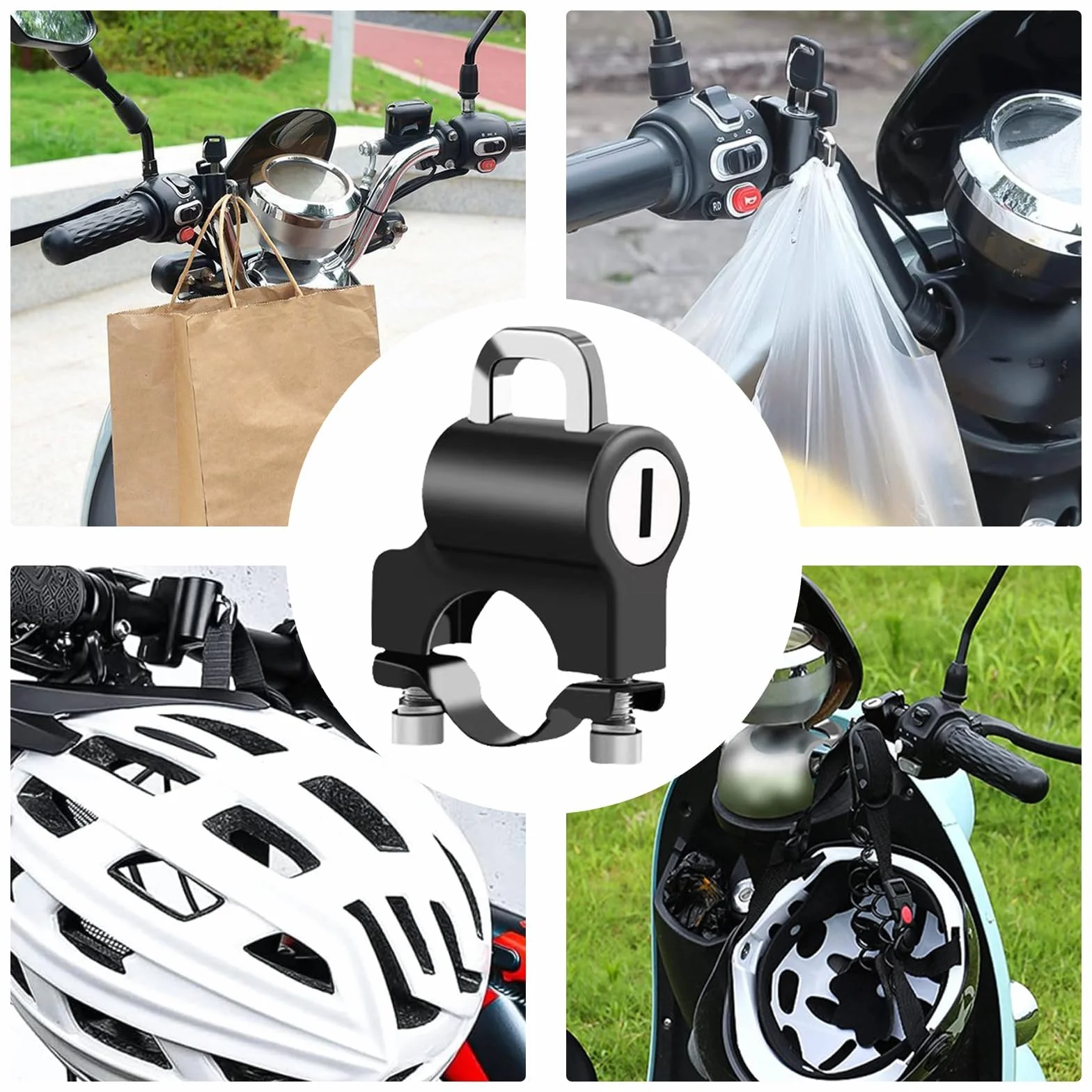 Zapięcie na kask motocyklowy, 2 sztuki, zabezpieczenie przed kradzieżą do roweru i kasku motocyklowego z 4 kluczami, uniwersalny zamek z 1 linką przypominającą – gadżet do motocykli