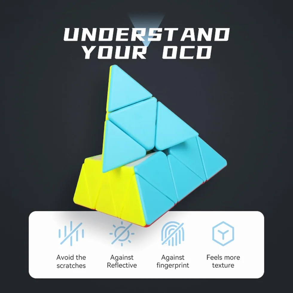 XMDCuber QY Toys 3x3x3 Piramidka Speed Cube bez naklejek, 3x3x3 Piramidka Trójkąt Magiczny Kostka